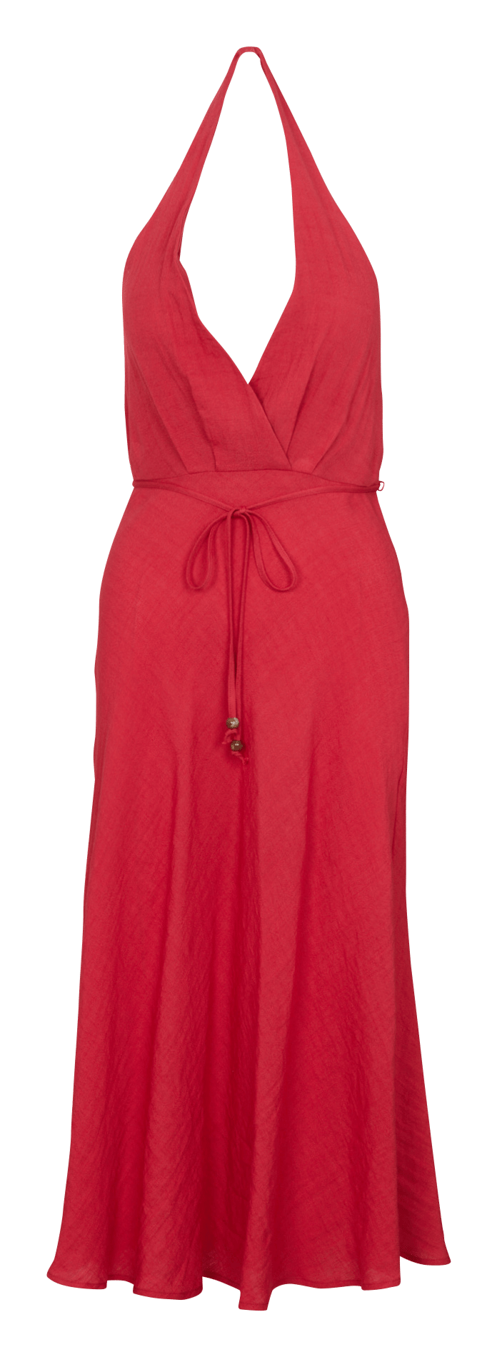 Midi jurk met uitlopende snit en riem LA PETITE ETOILE Rood