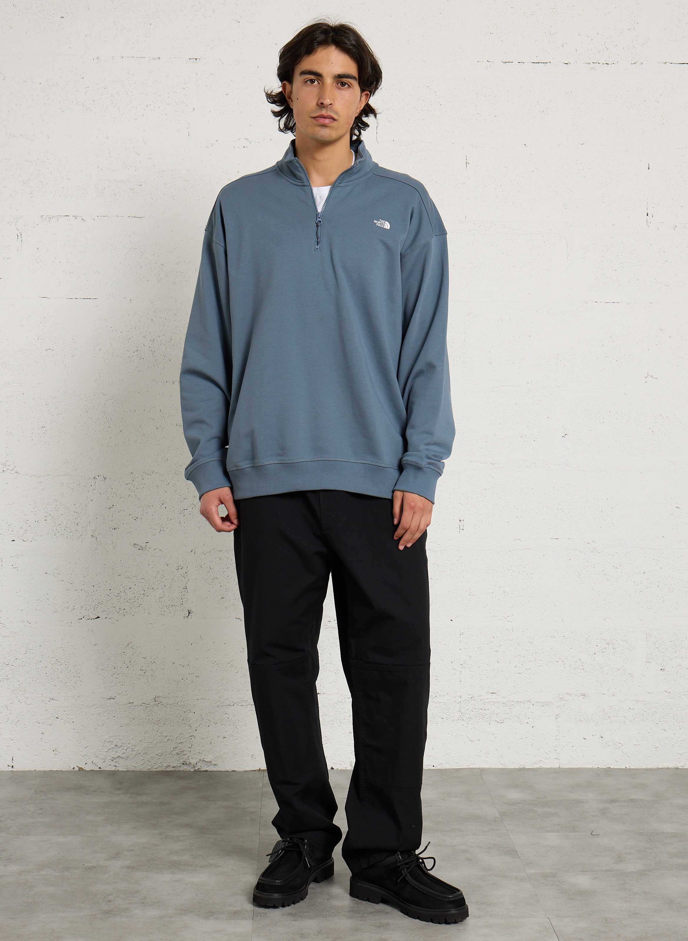 Straight sweatshirt with trucker collar embroidered in cotton THE NORTH FACE Grey