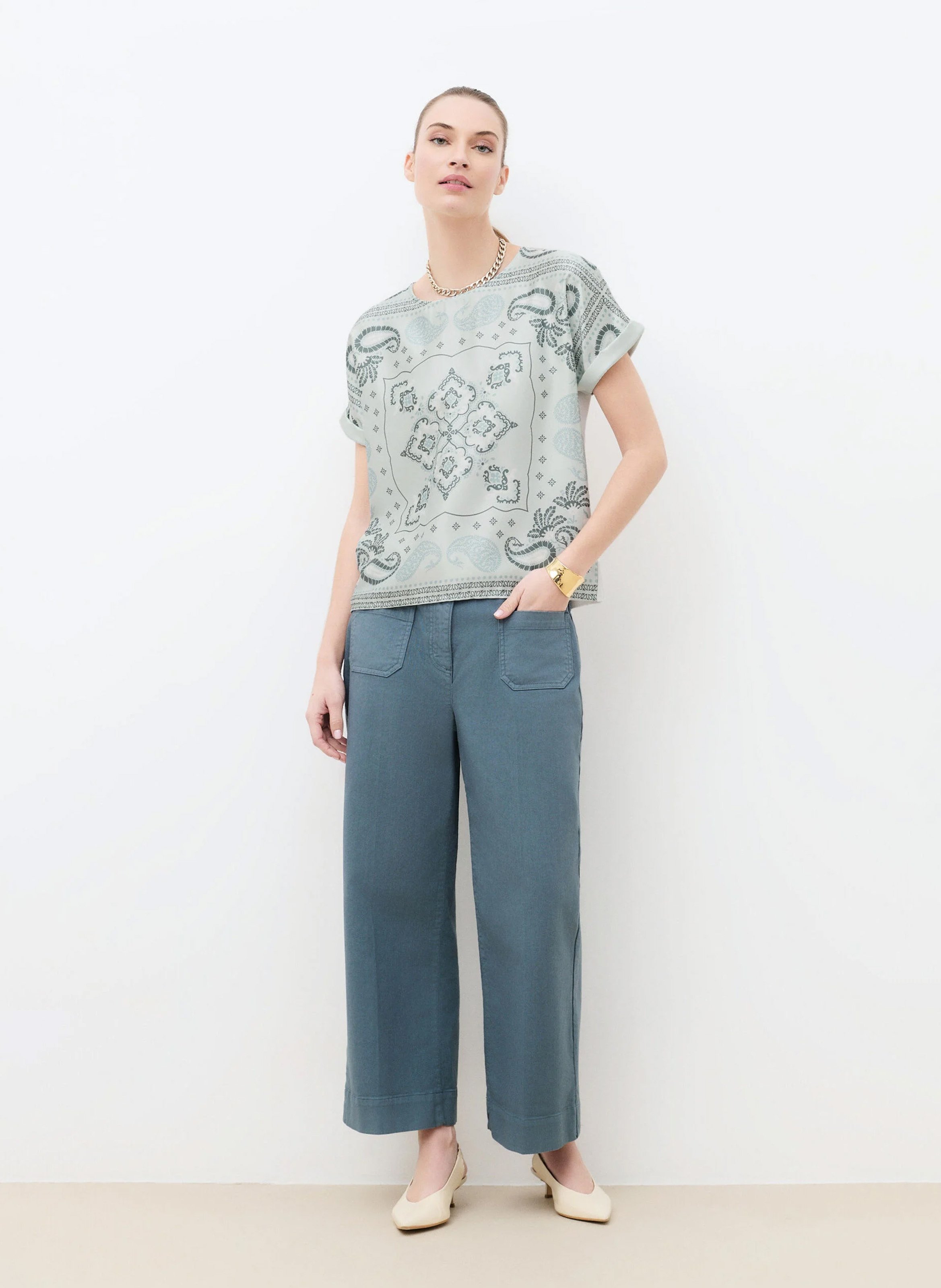 T-shirt droit col rond CAROLL Bleu