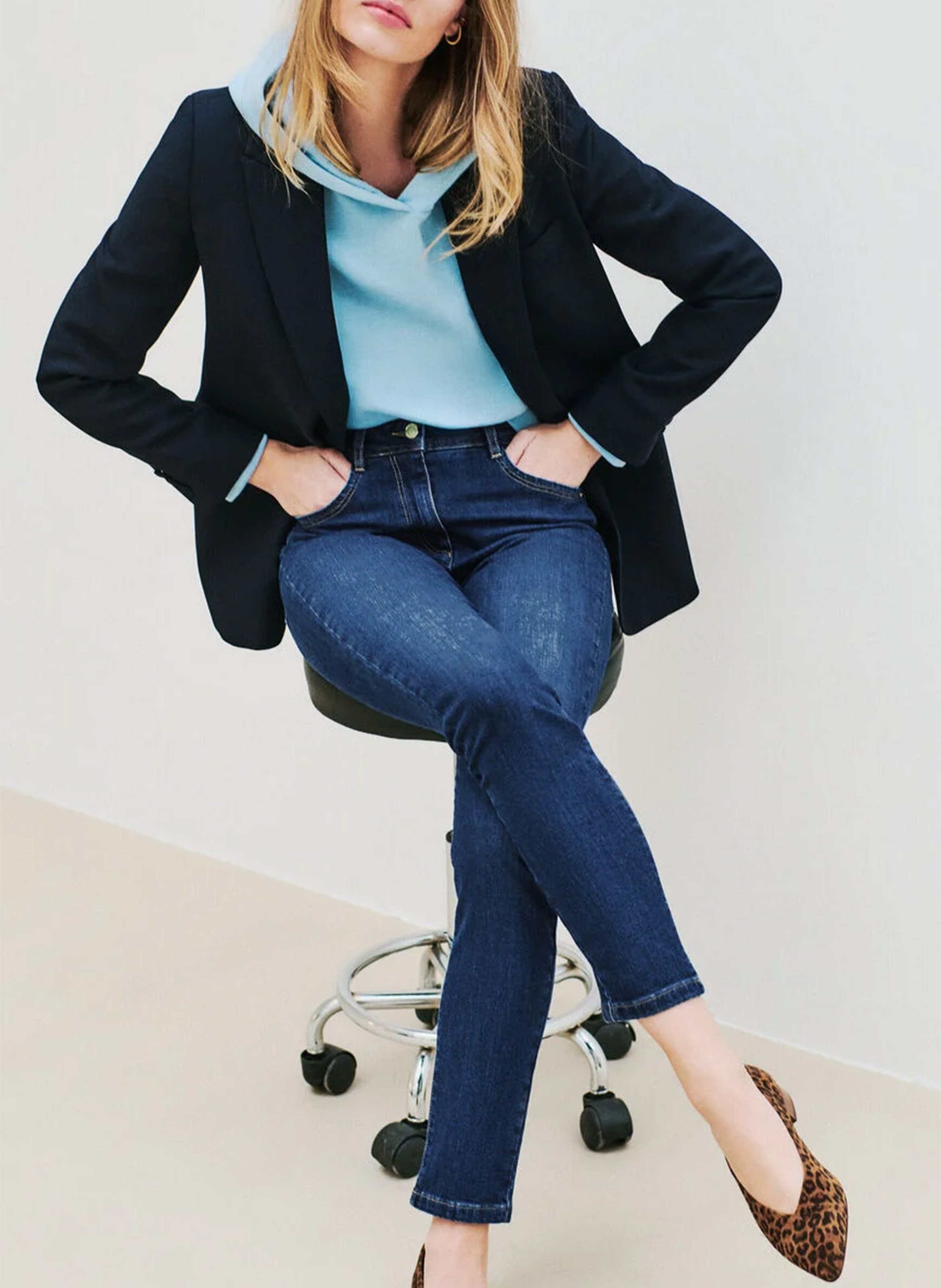 Cotton-blend straight jeans CAROLL Blue