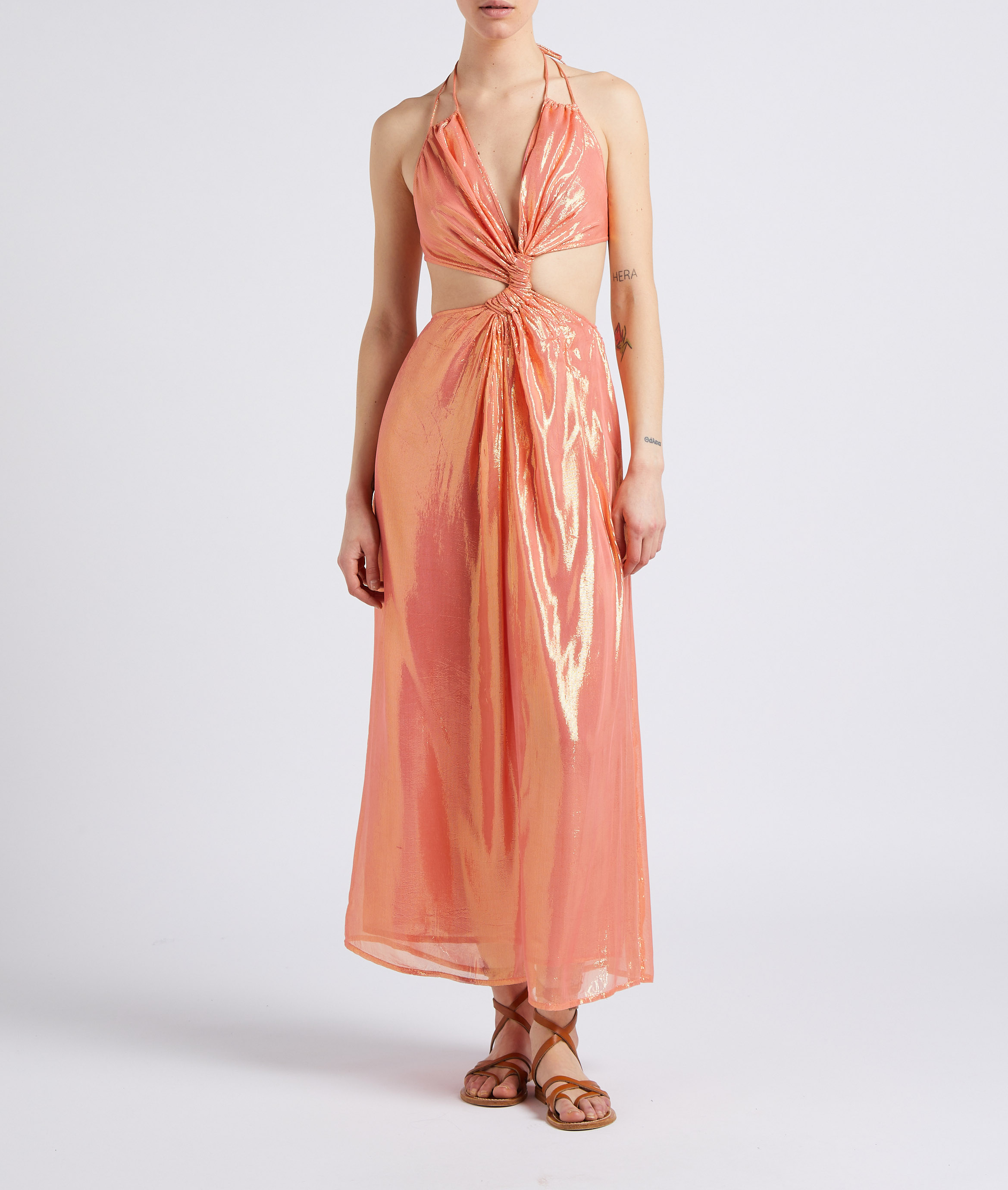 Abito lungo dritto scollo a V SUNDRESS Arancio
