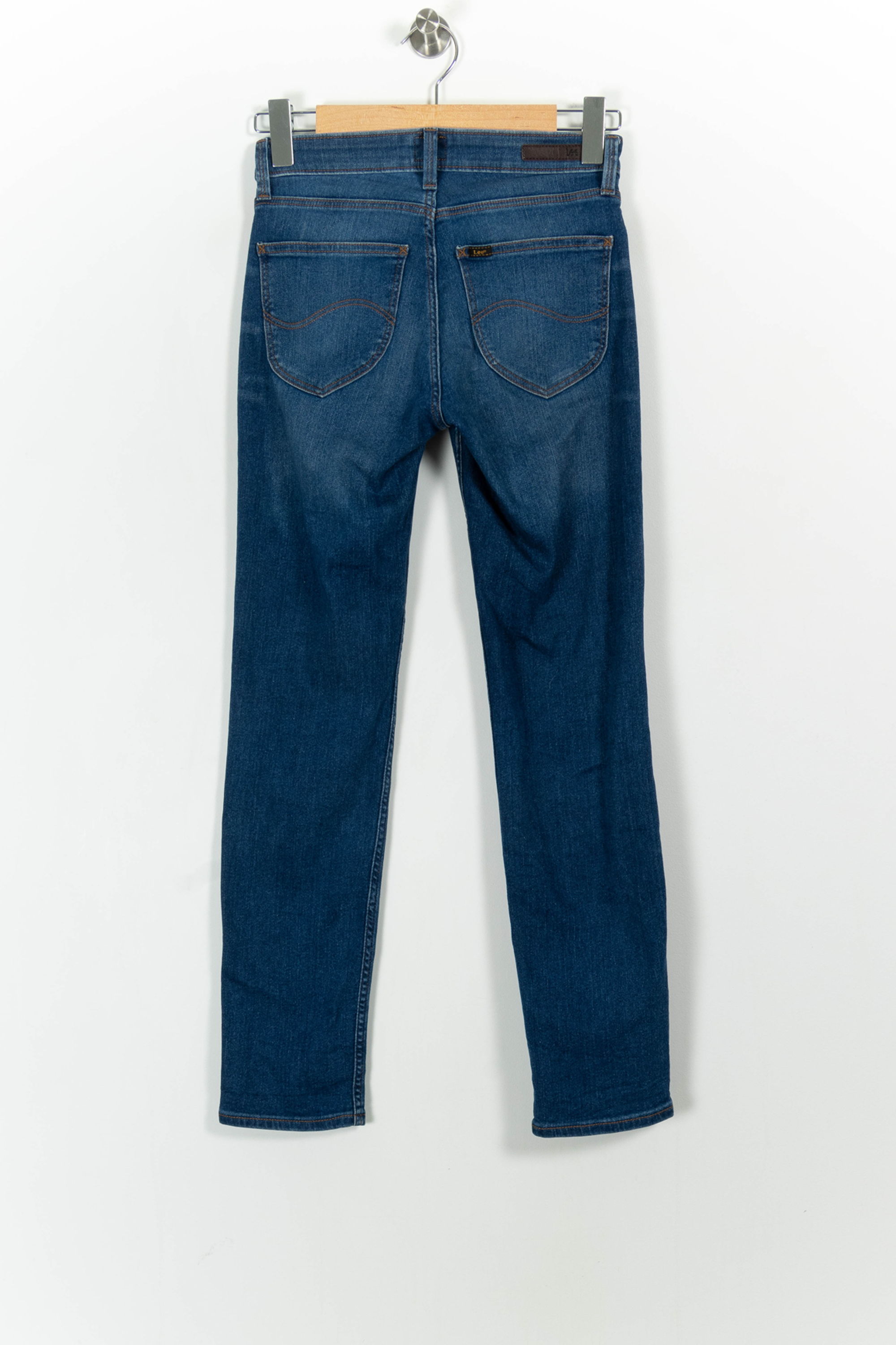 Cropped slim jeans with studs LEE - Seconde Main Blue