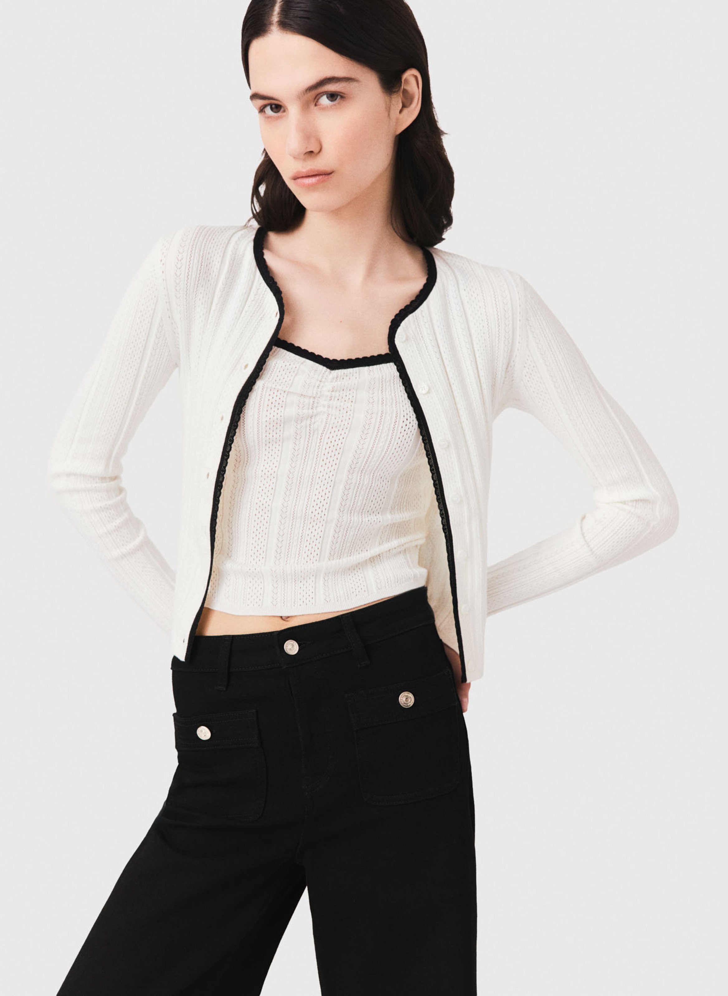 Gilet 2 en 1 uni en coton mélangé MAJE Blanc