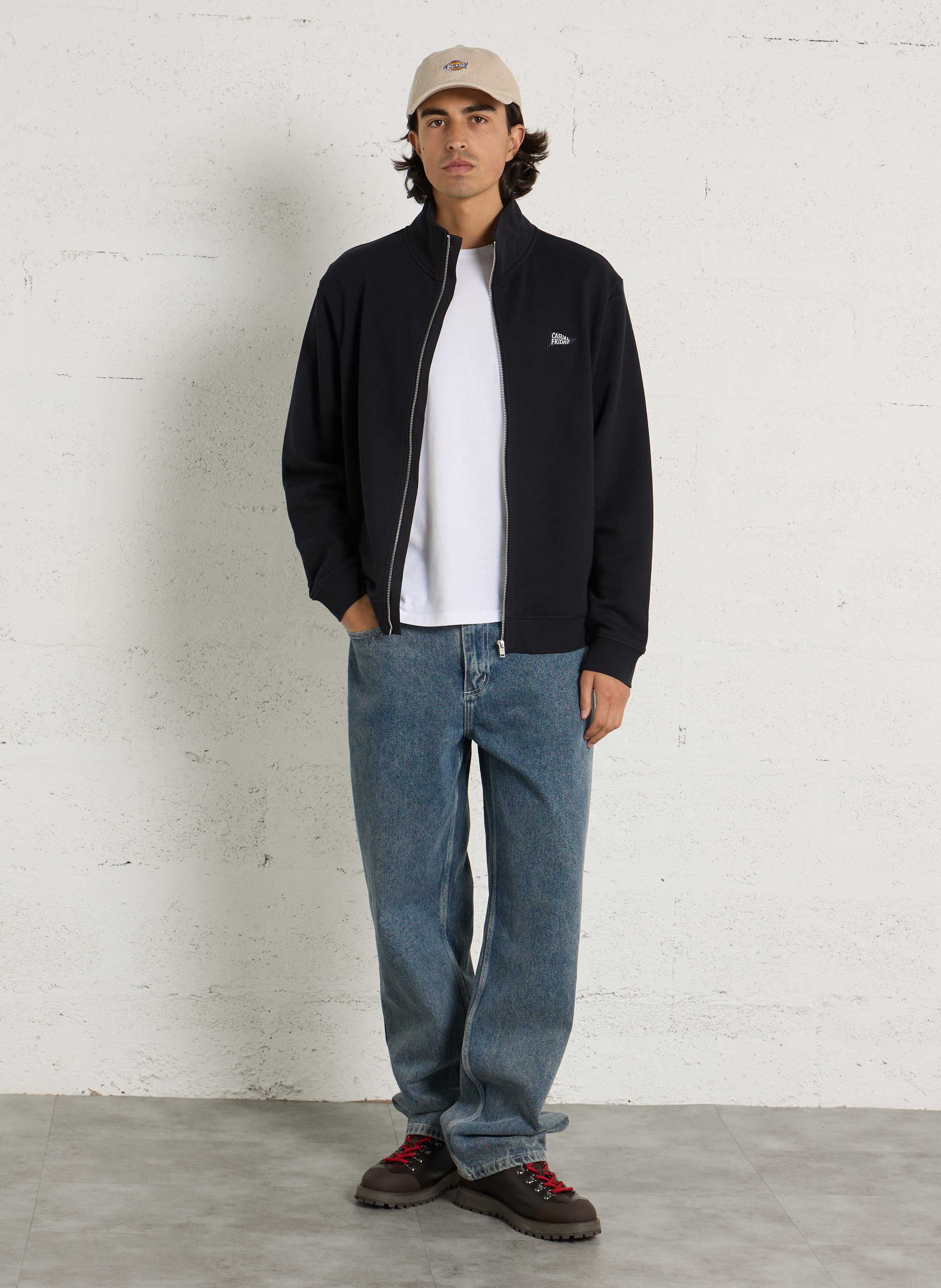 Gilet droit col montant en coton CASUAL FRIDAY Bleu