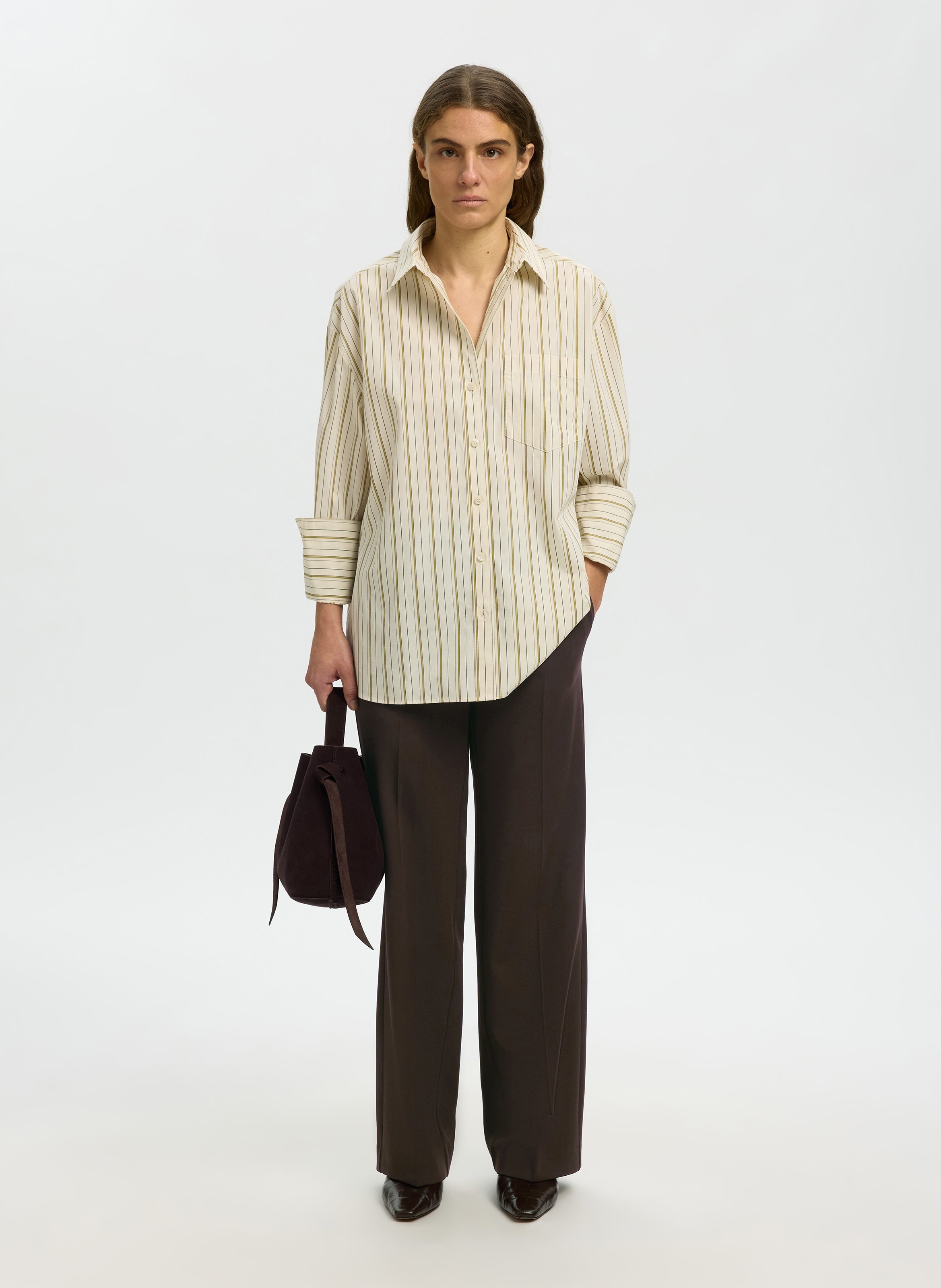 Bundfaltenhose SELECTED Braun