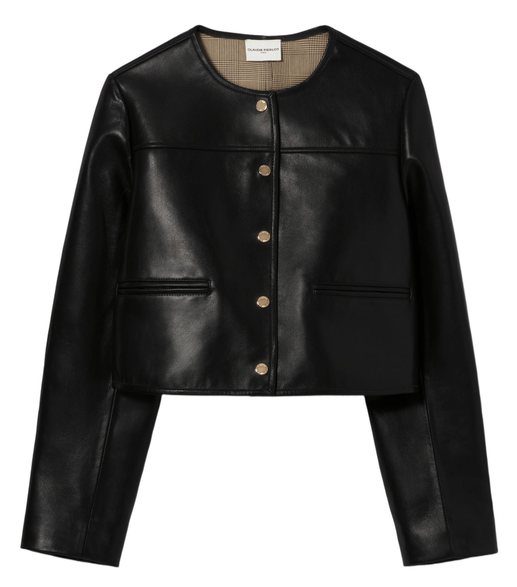 Gerade geschnittene Lederjacke CLAUDIE PIERLOT Schwarz