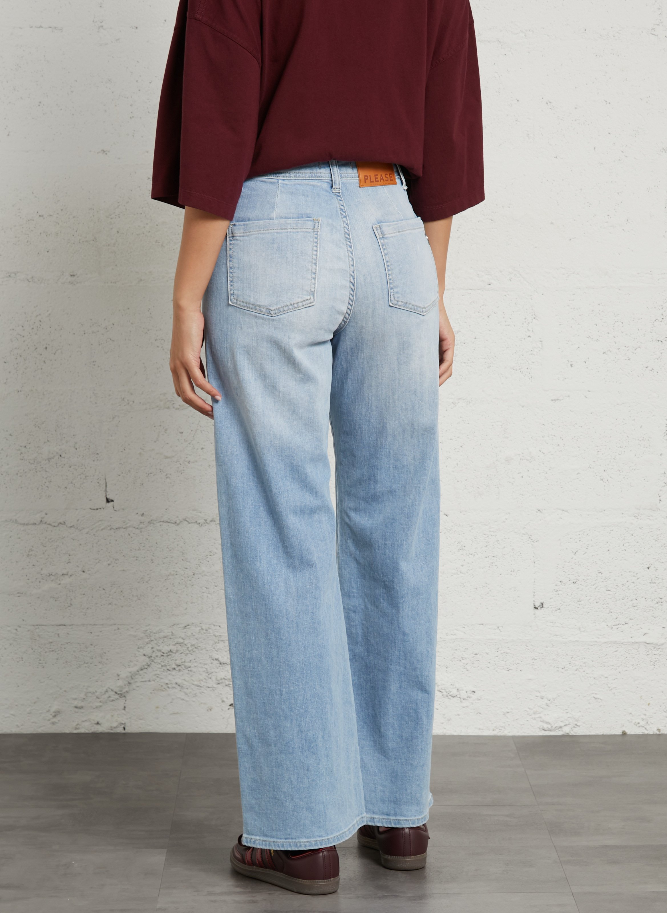 Jean largeà taille haute PLEASE Bleu