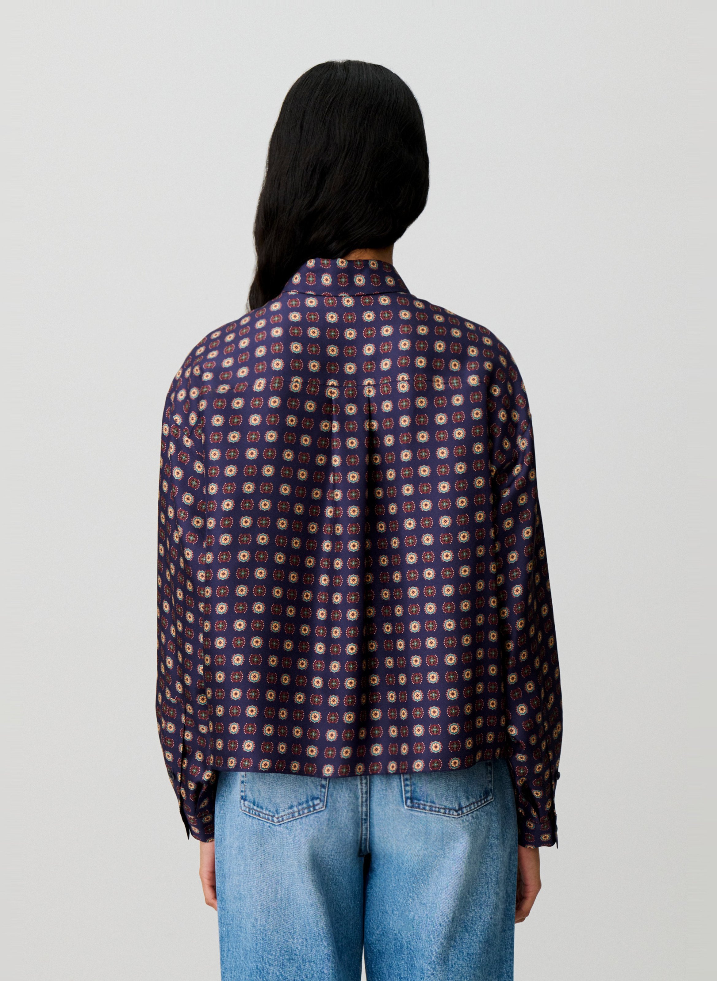Chemise imprimée en soie CLAUDIE PIERLOT Bleu