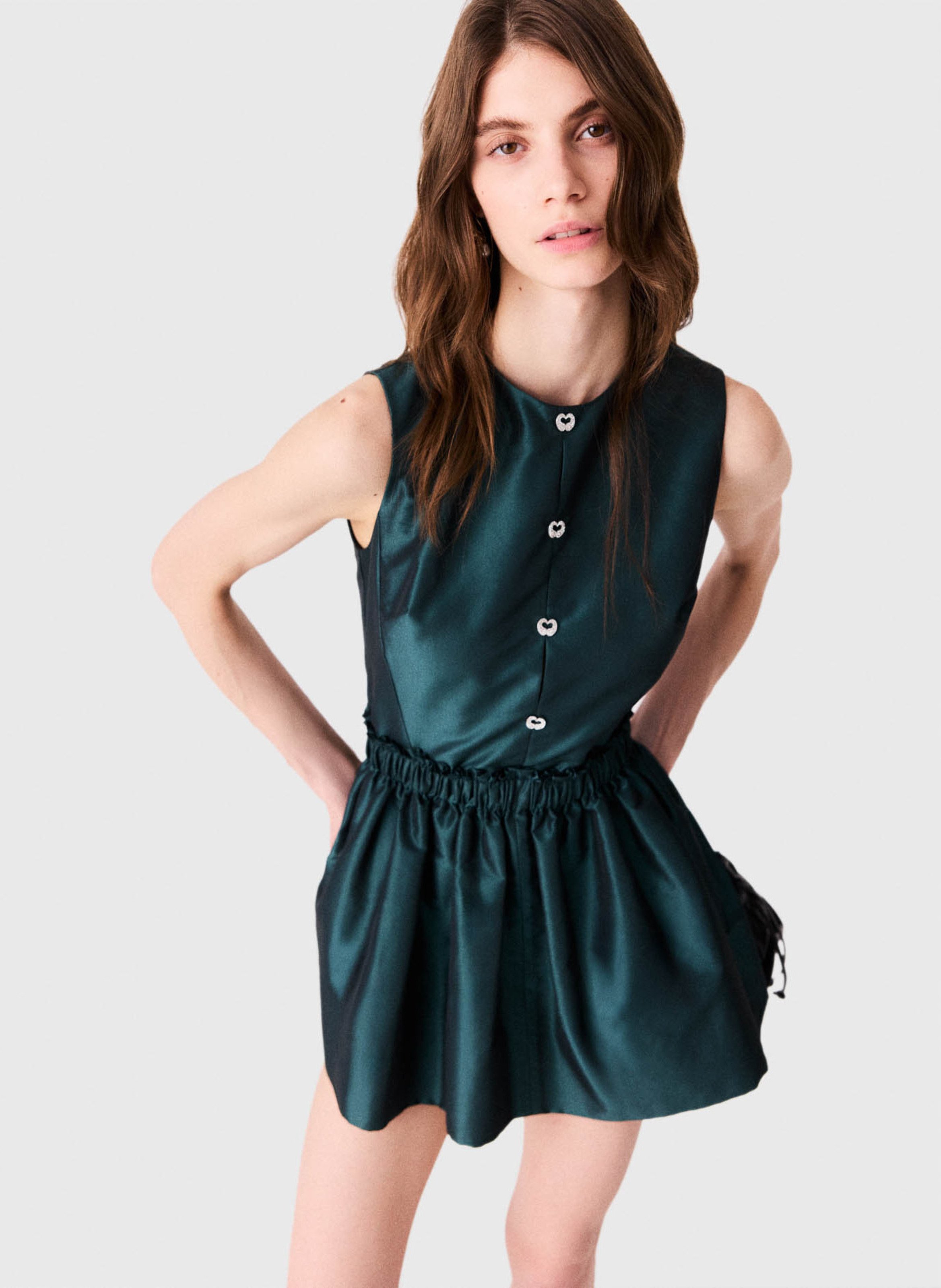 Robe courte col rond MAJE Vert