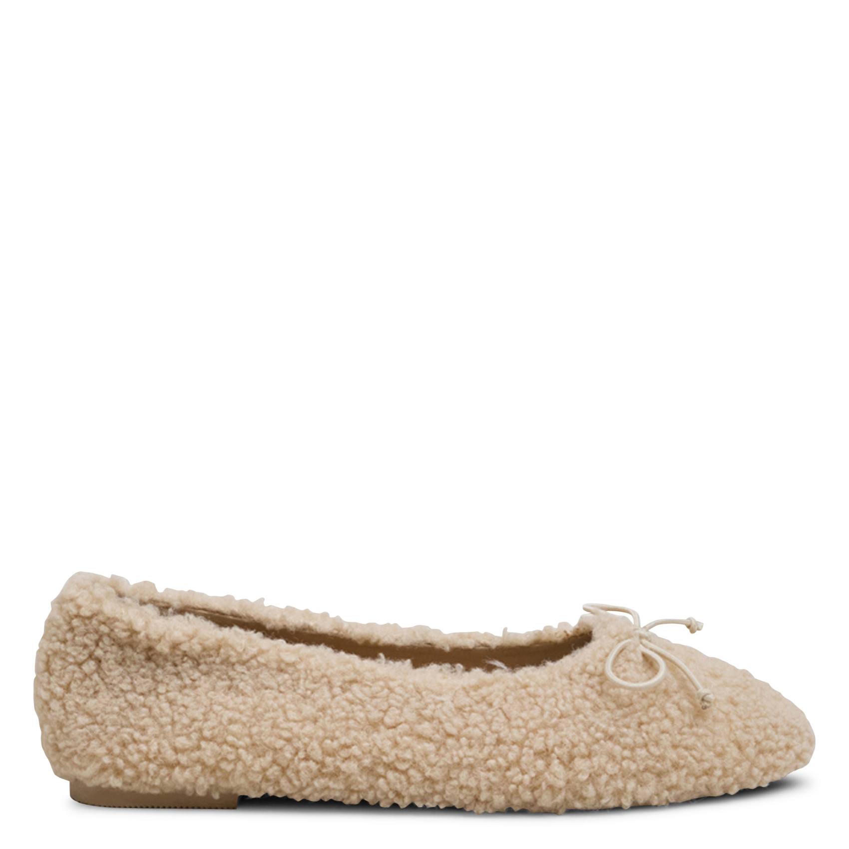 Round-Toe Sherpa Ballet Flats JONAK Beige
