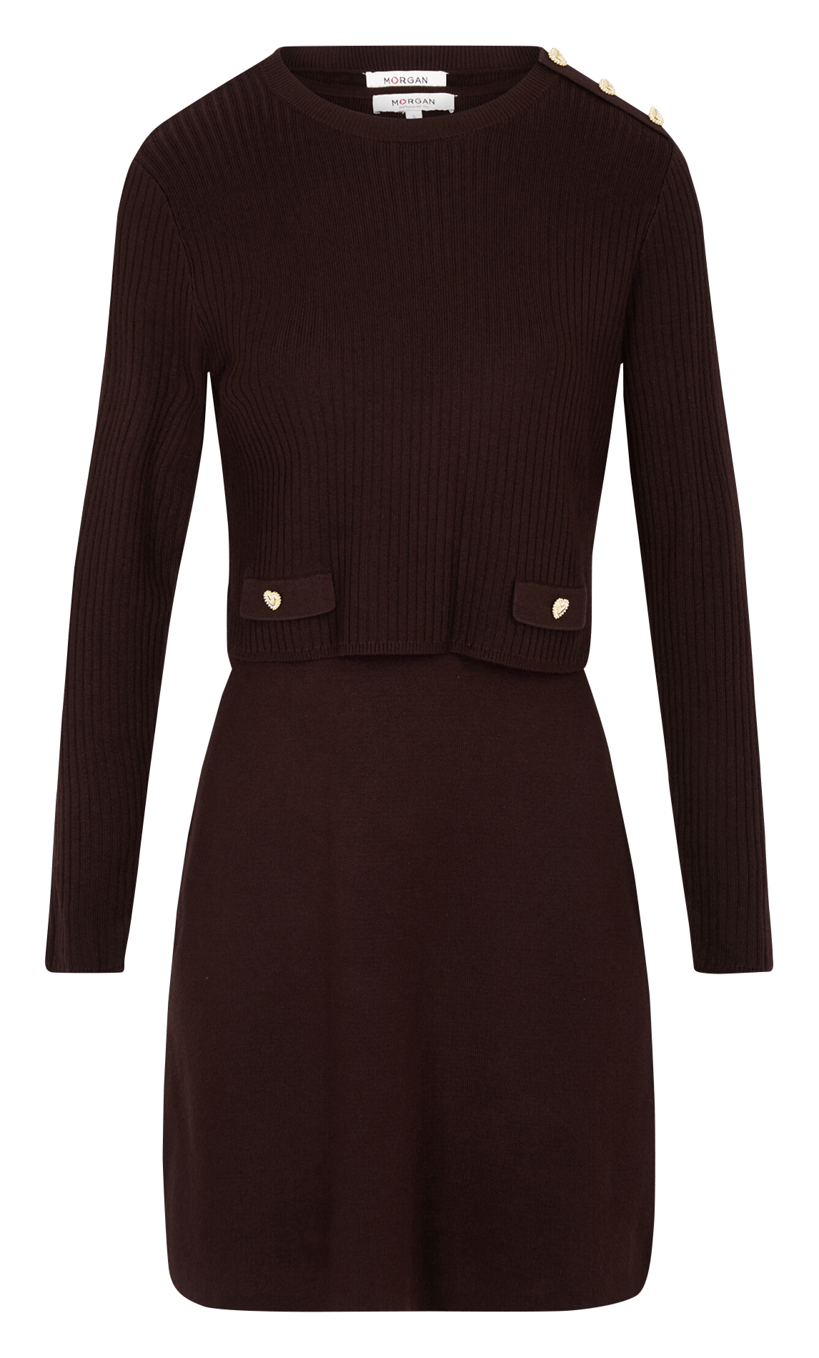 Robe courte col rond MORGAN Marron