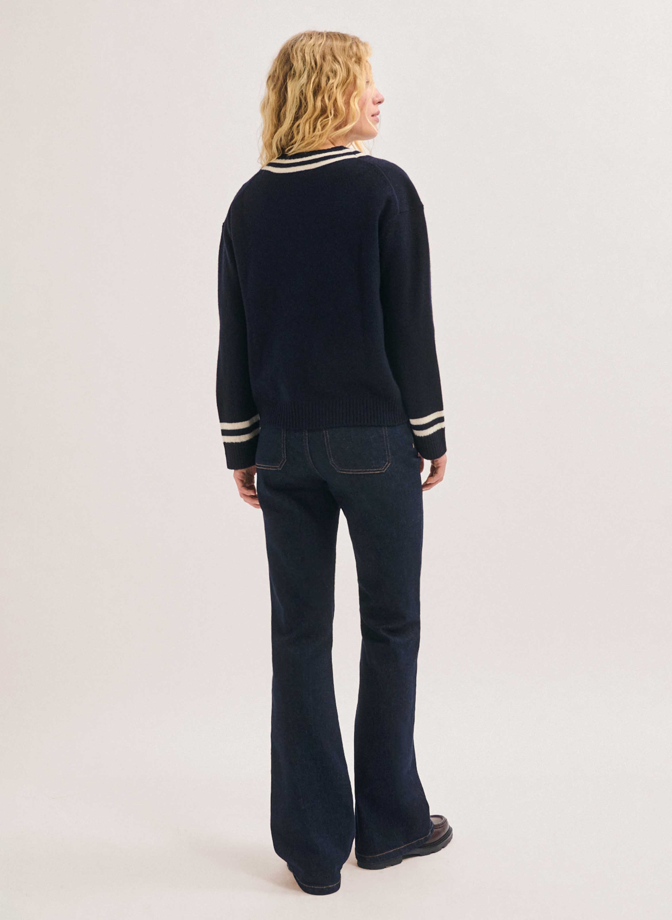 V-neck wool sweater PABLO Blue