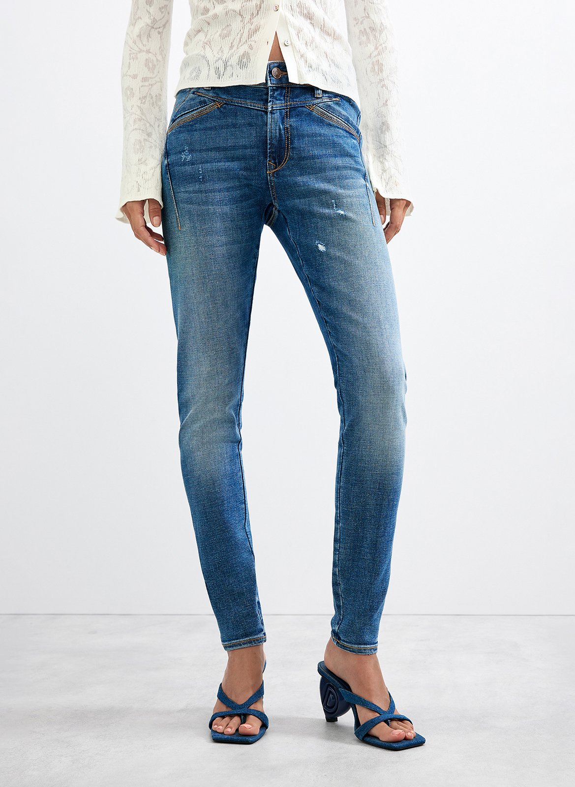 Jean slim en coton mélangé DESIGUAL Bleu