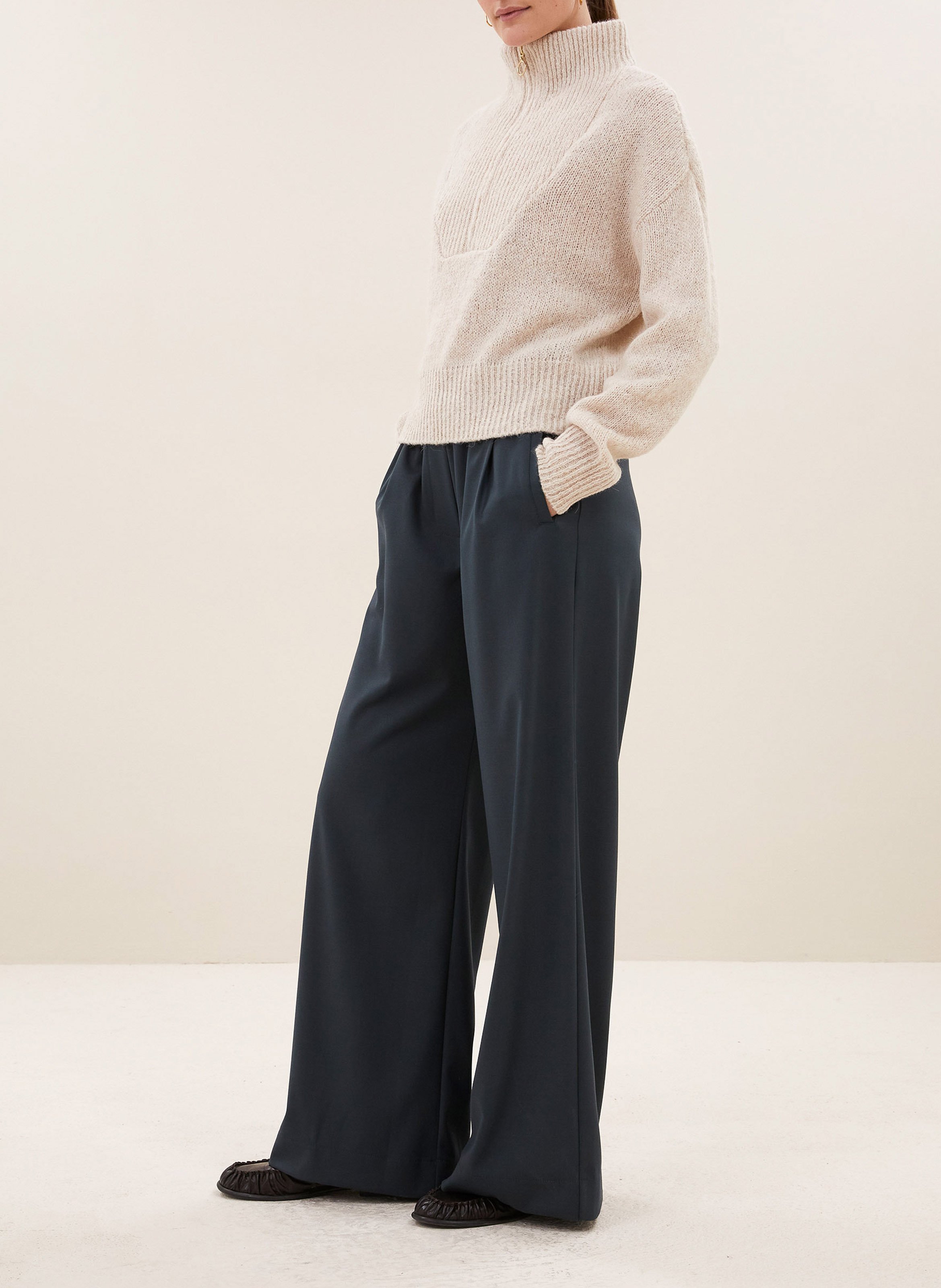 Oversized trui met truckerkraag BY BAR Zwart