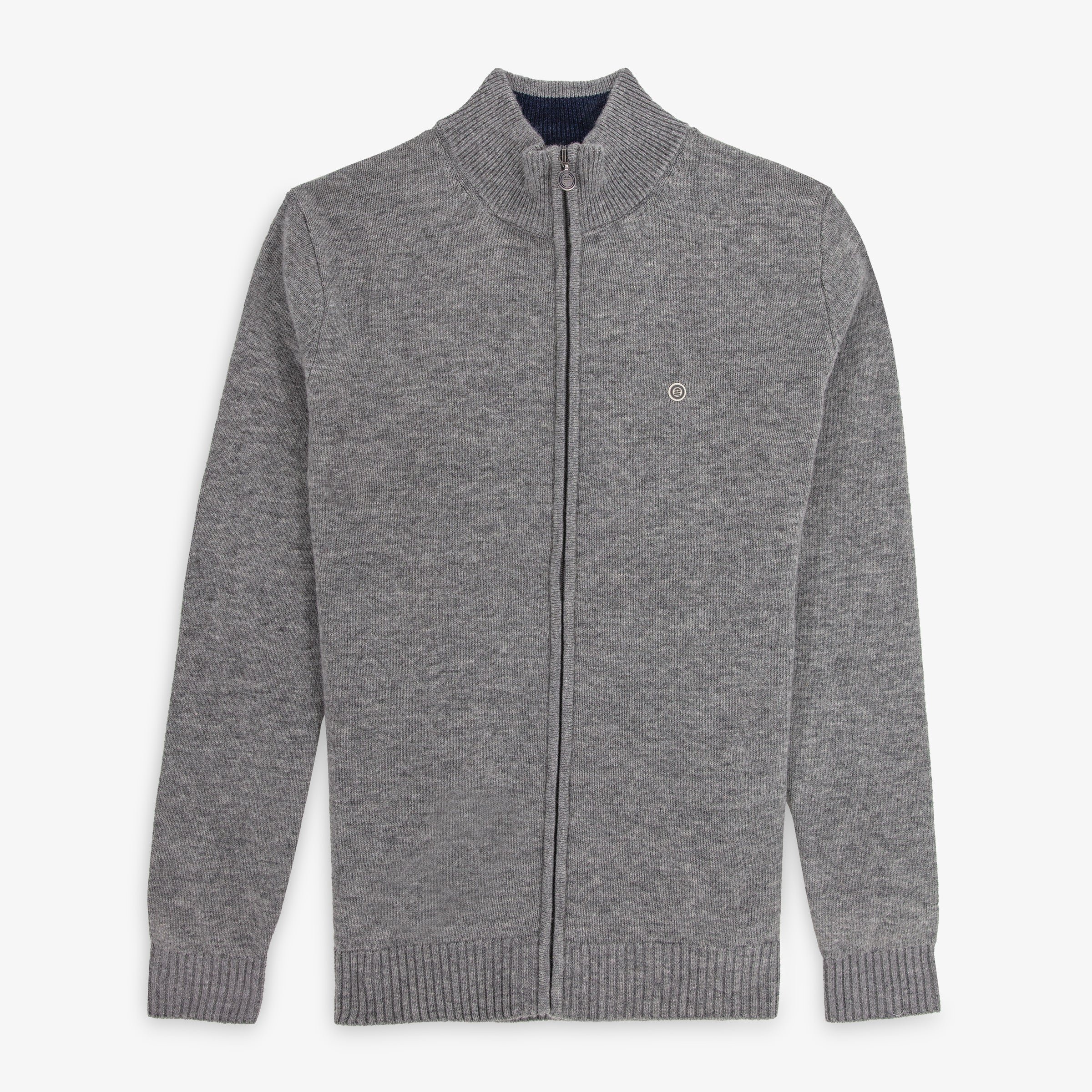 Zip-up high-neck sweater in a wool blend SERGE BLANCO Grey