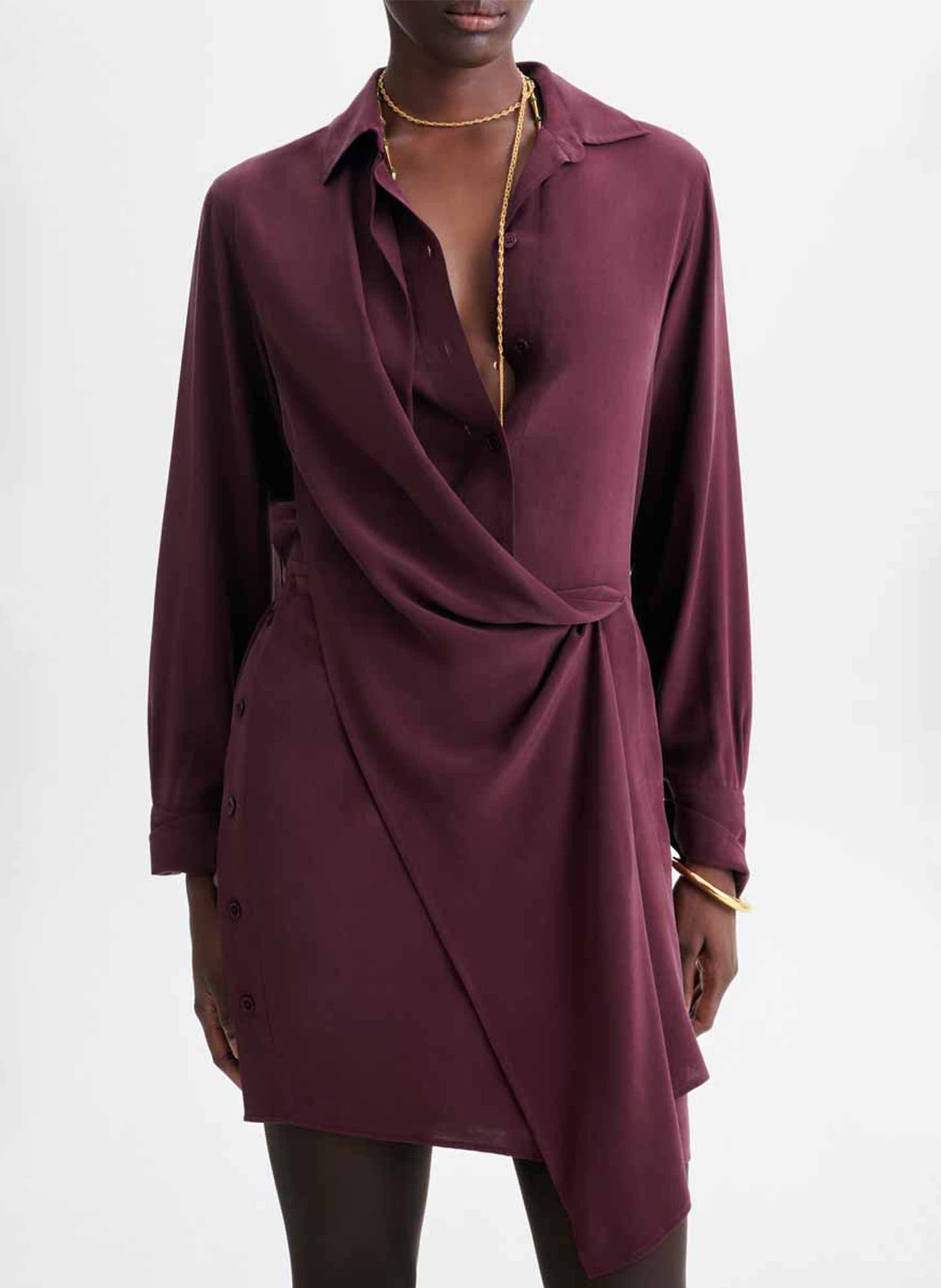 Robe court col classique en soie VANESSA BRUNO Violet