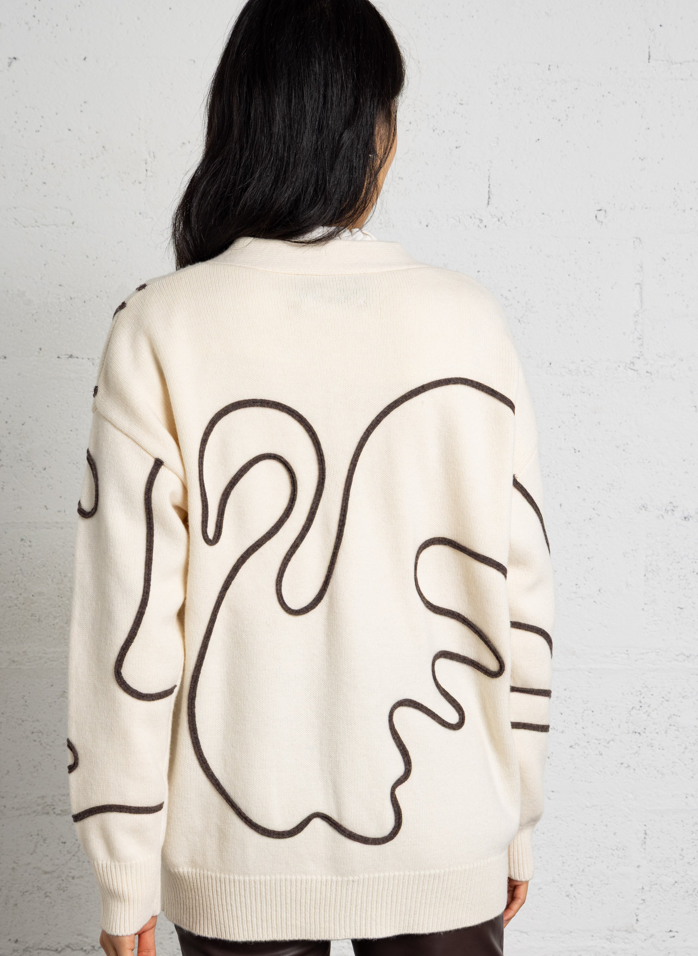 V-neck wool cardigan BERENICE White