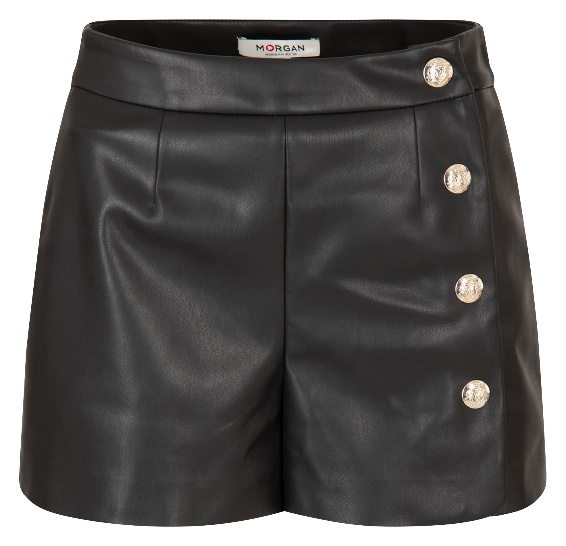 Recht short met knopen MORGAN Zwart