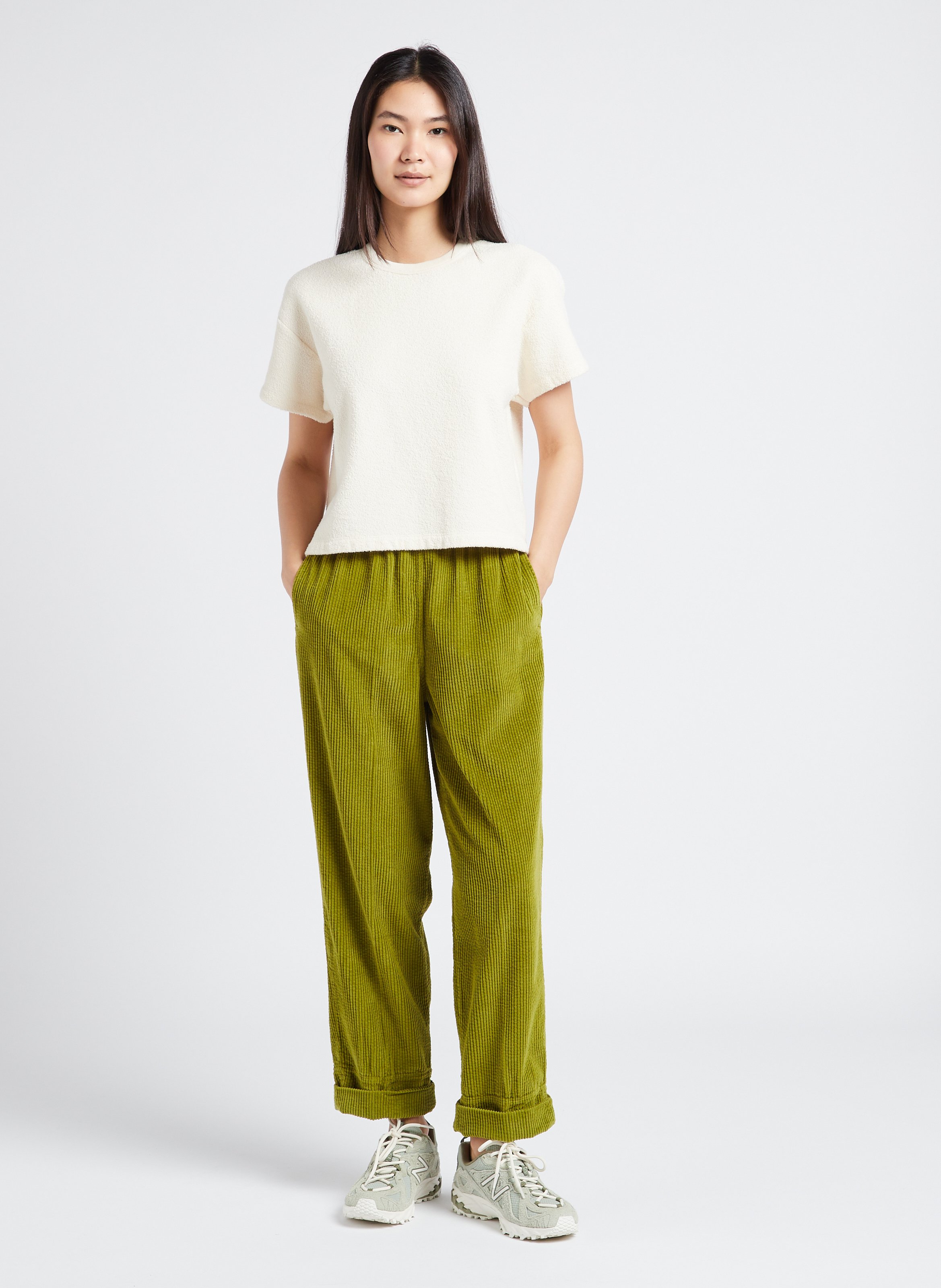 Tee-shirt ample col rond en coton bio AMERICAN VINTAGE Beige