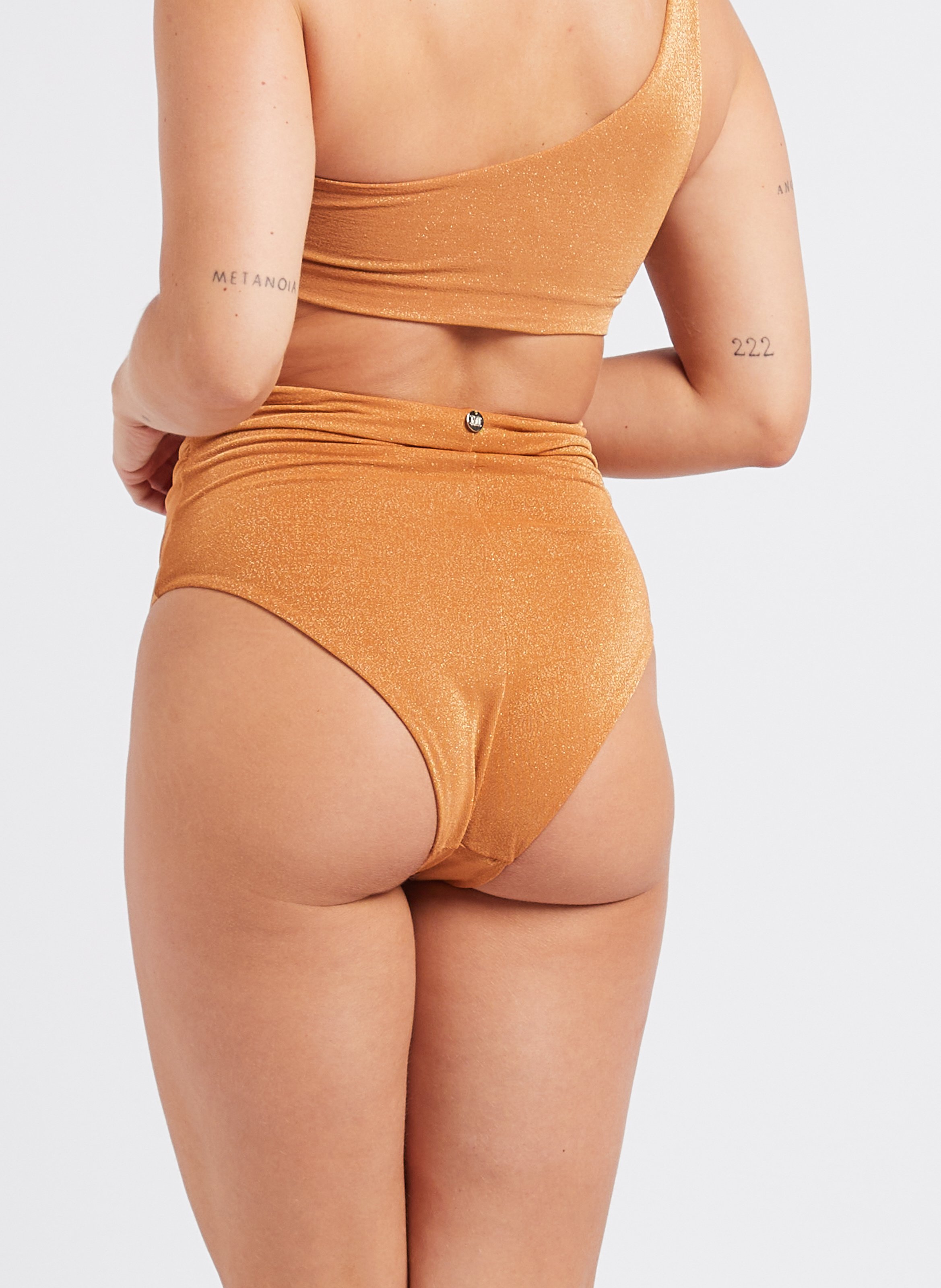 Metallic high-waisted bikini bottoms MAX MARA LEISURE Orange