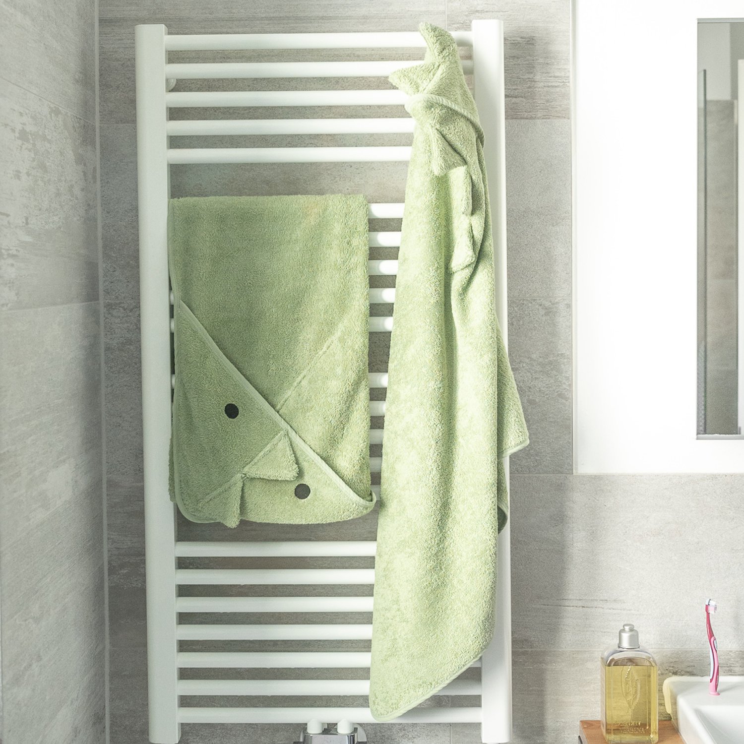 Dinosaur hooded towel KINDSGUT Grey