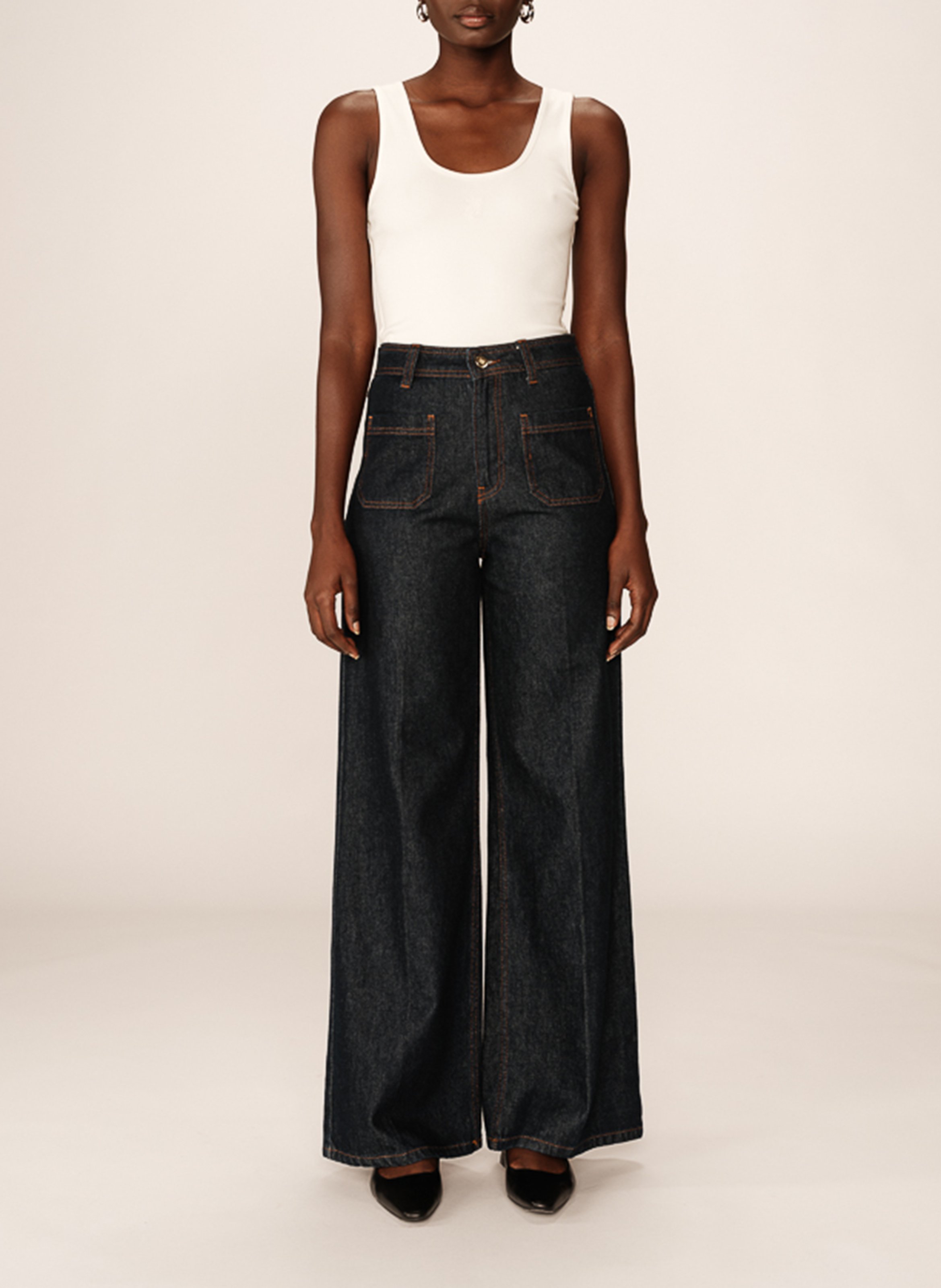 Straight leg wide leg jeans GRACE ET MILA Blue
