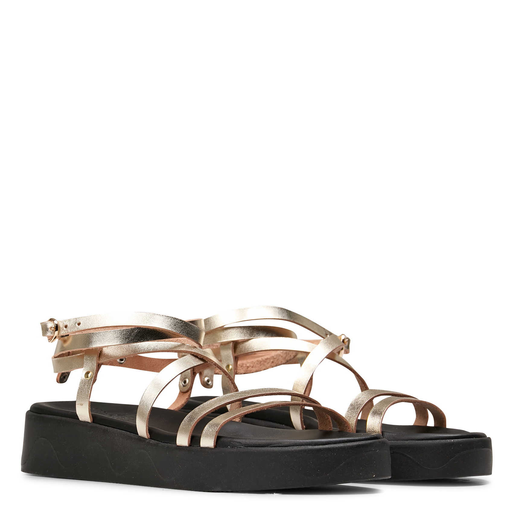 Sandales compensées en cuir ANCIENT GREEK SANDALS Noir