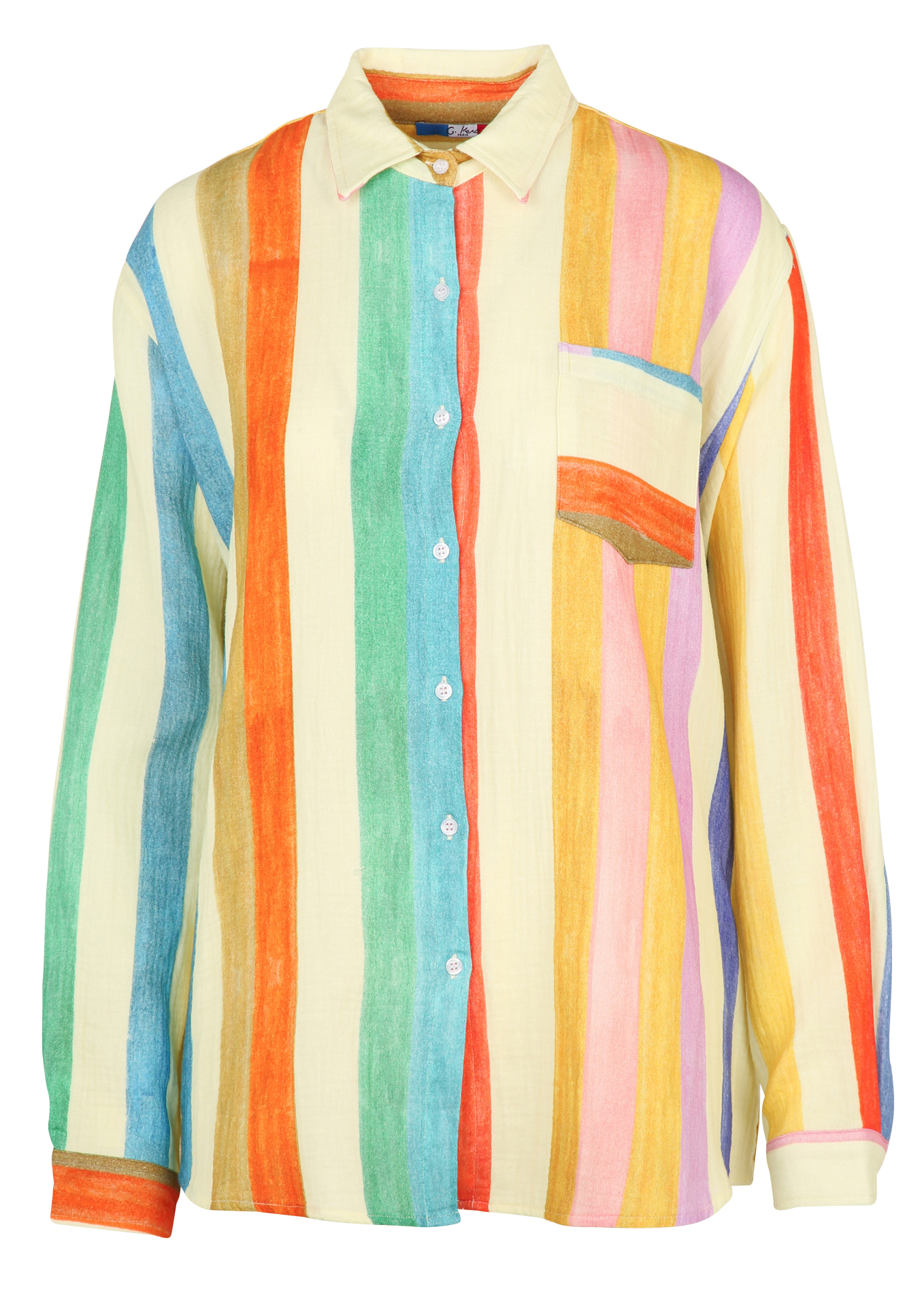 Classic-collar printed cotton shirt G.KERO Multicolored