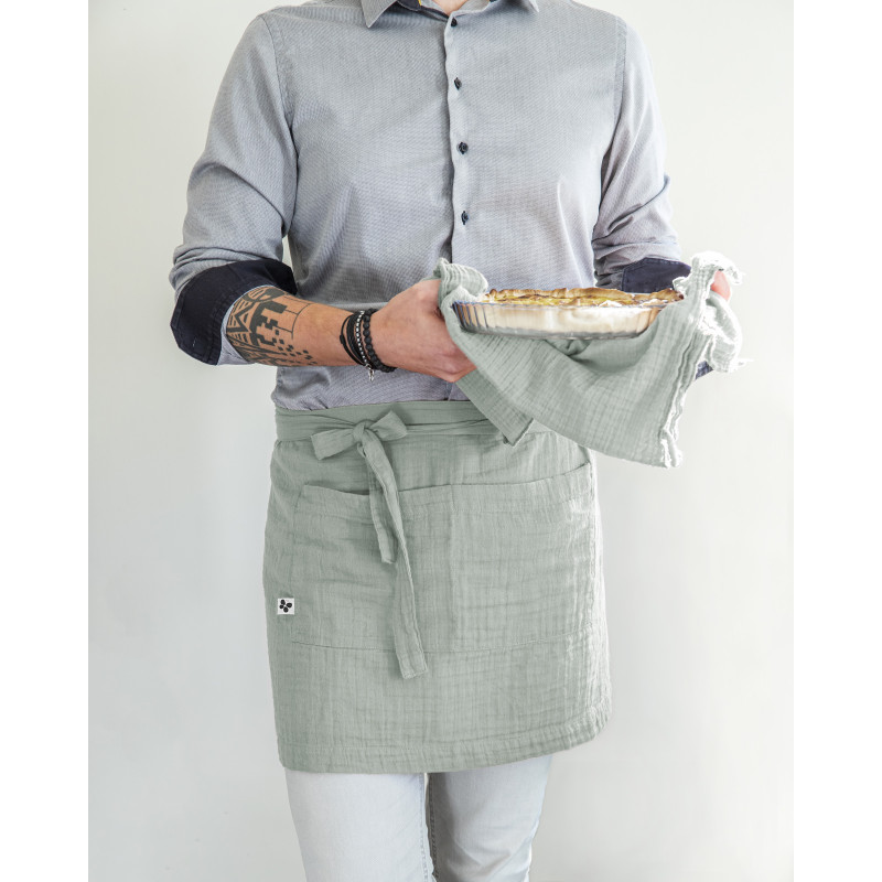 Chef apron in cotton gauze L'EFFET PAPILLON Blue