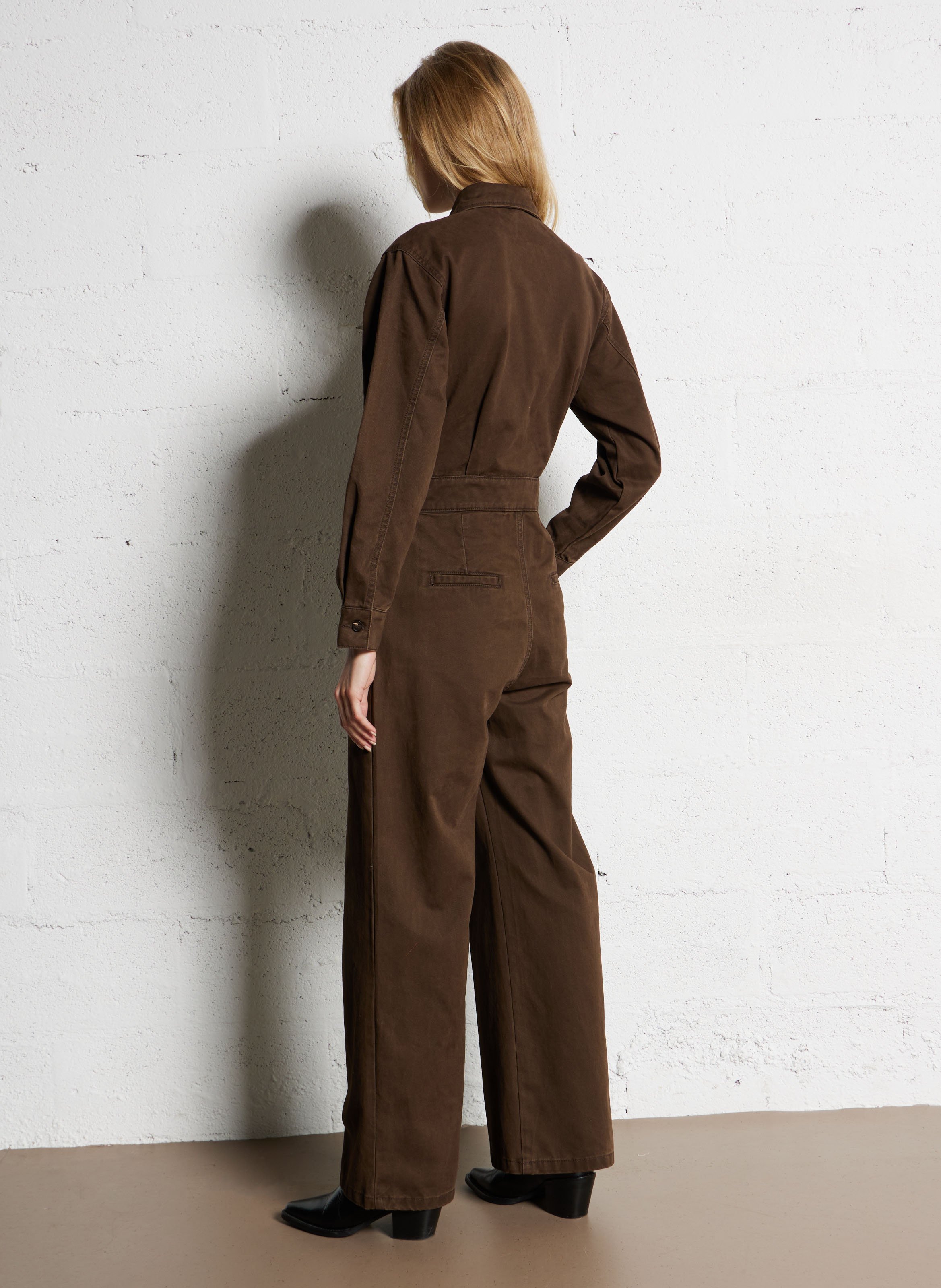 Combinaison col classique en coton bio SUNCOO Marron