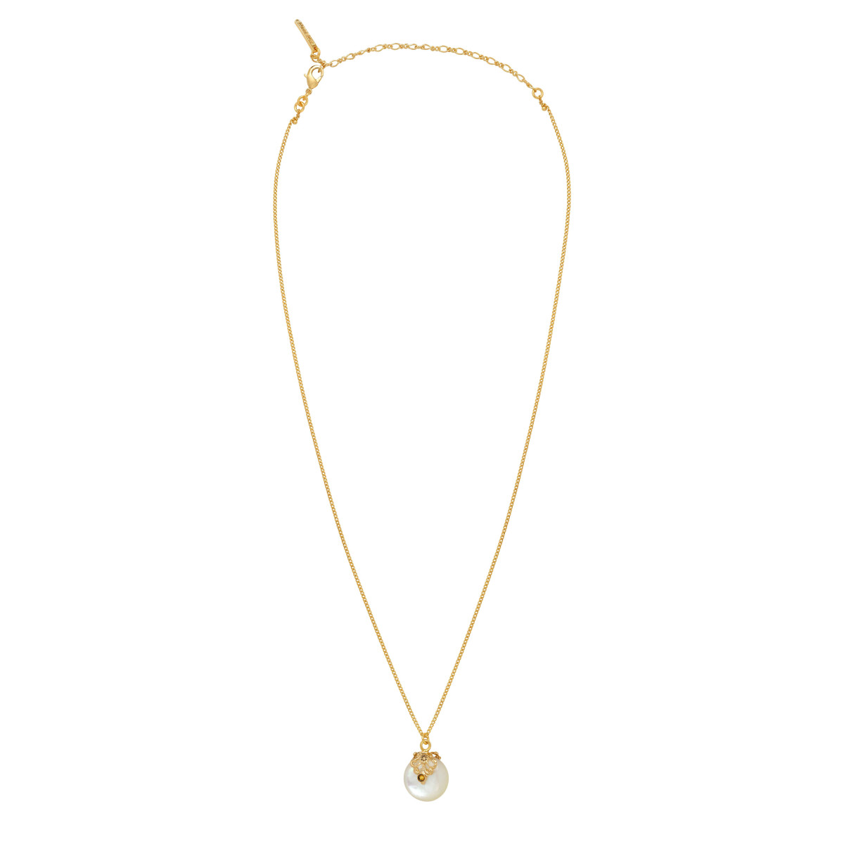 Collier pendentif fin réglable positano nacre et cristal SATELLITE PARIS Blanc