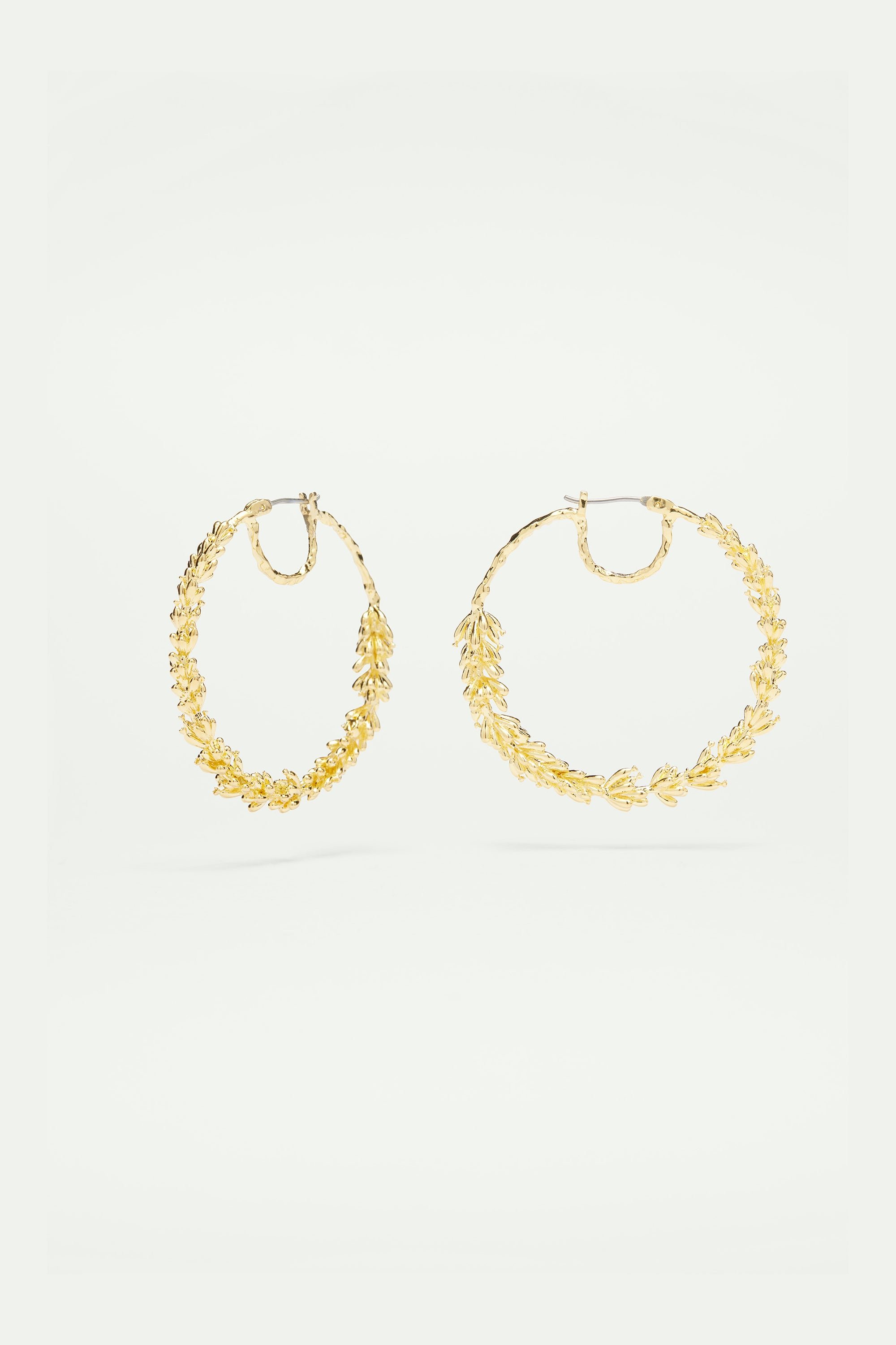Lavender branch hoop earrings LES NEREIDES Yellow