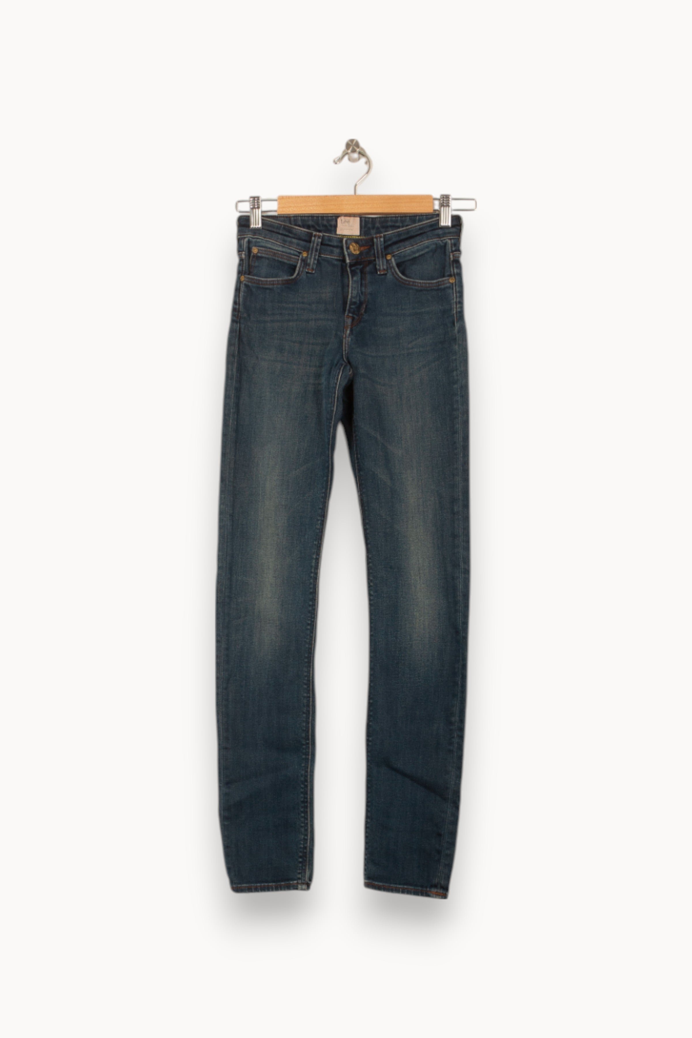 Cropped slim jeans with studs LEE - Seconde Main Blue