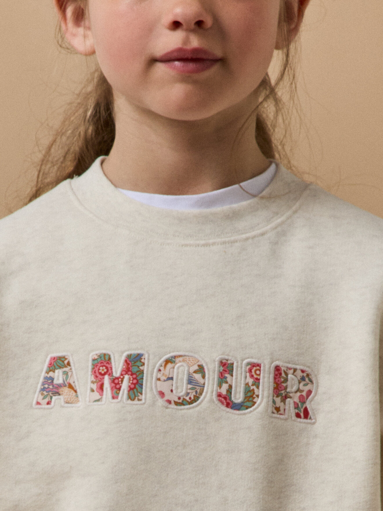 Sweatshirt with letter pattern in organic cotton Liberty fabric CYRILLUS White