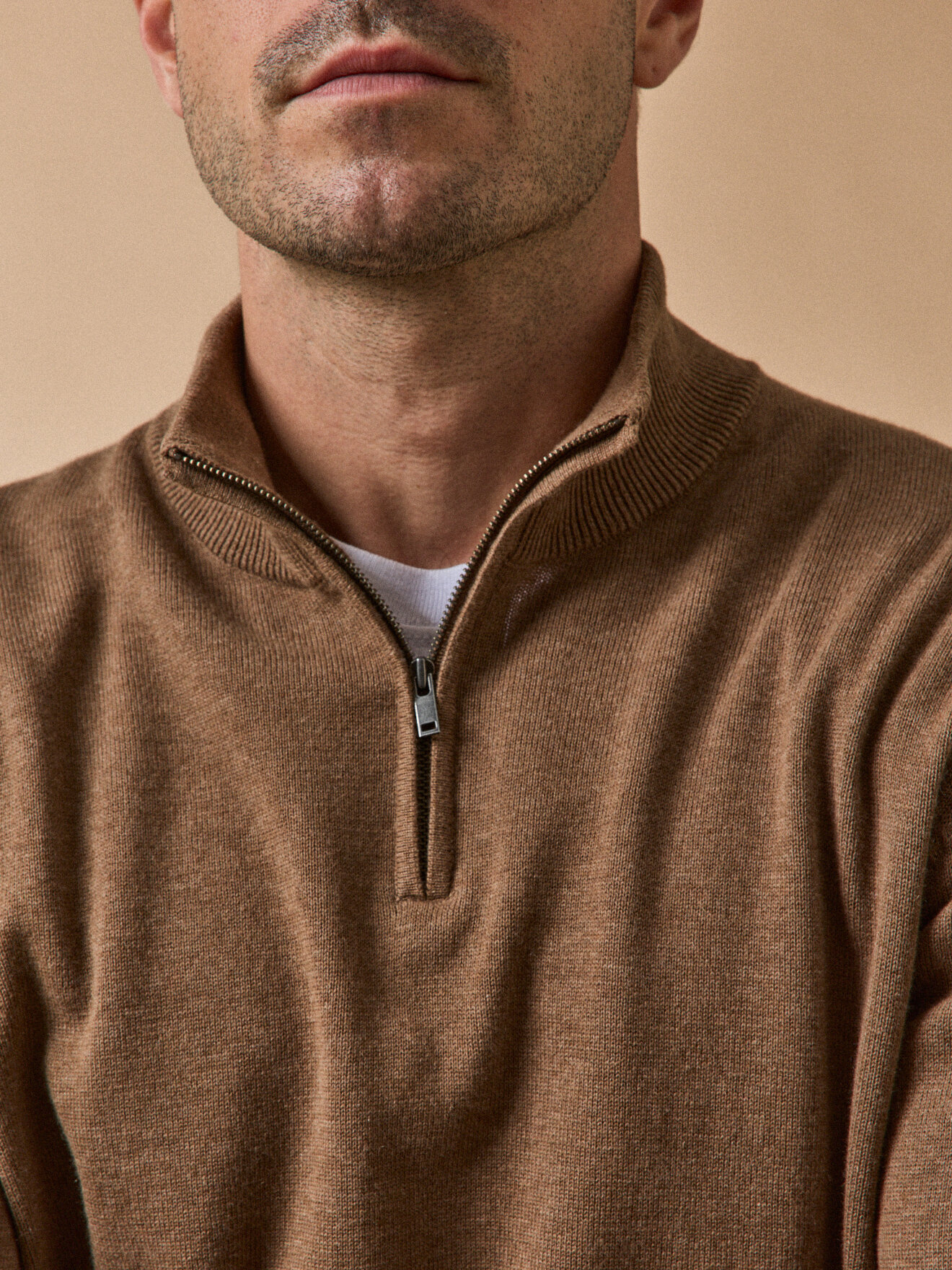 Organic cotton and cashmere high-neck sweater CYRILLUS Brown