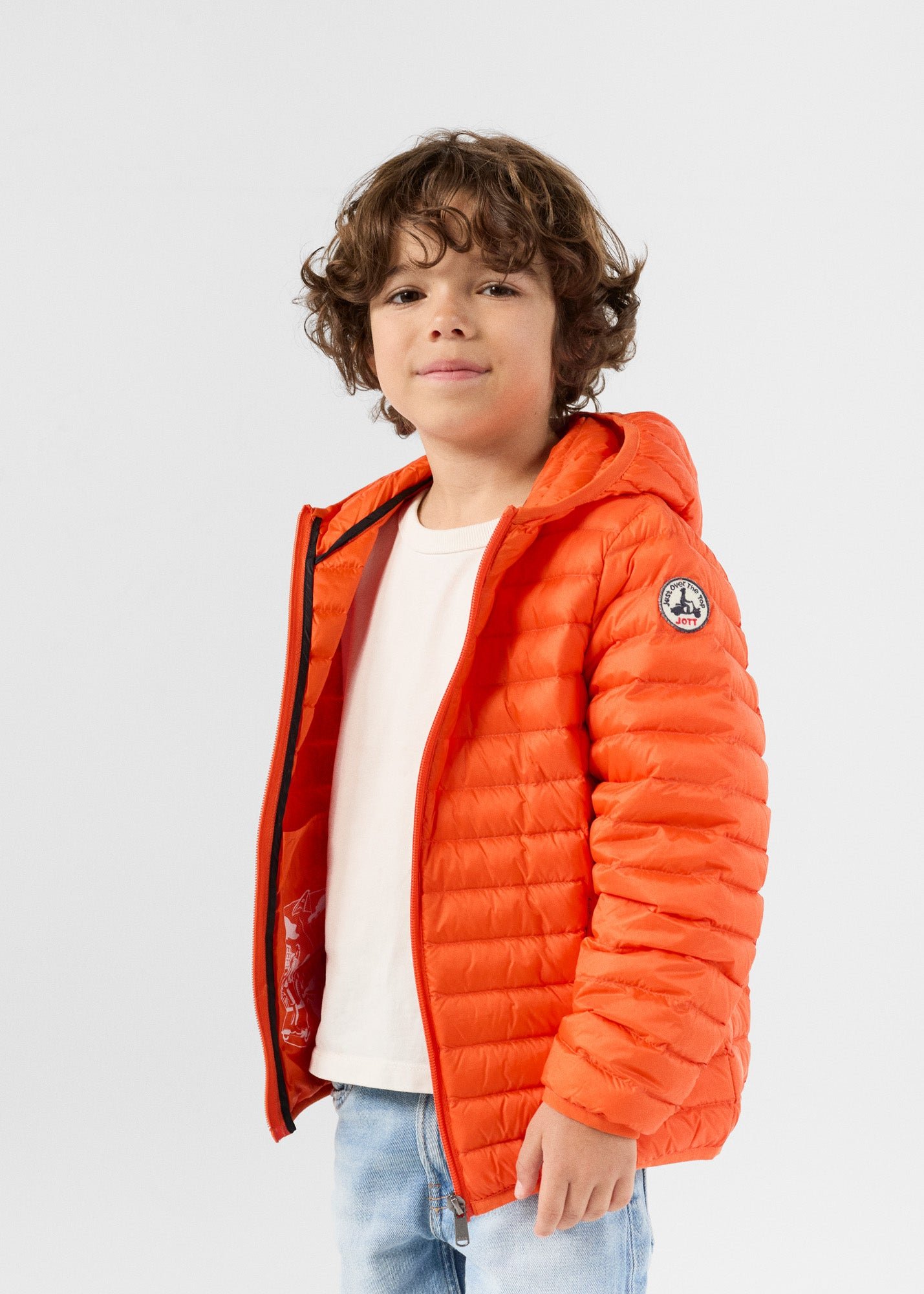 Hugo lightweight hooded child's puffer coat JOTT Red