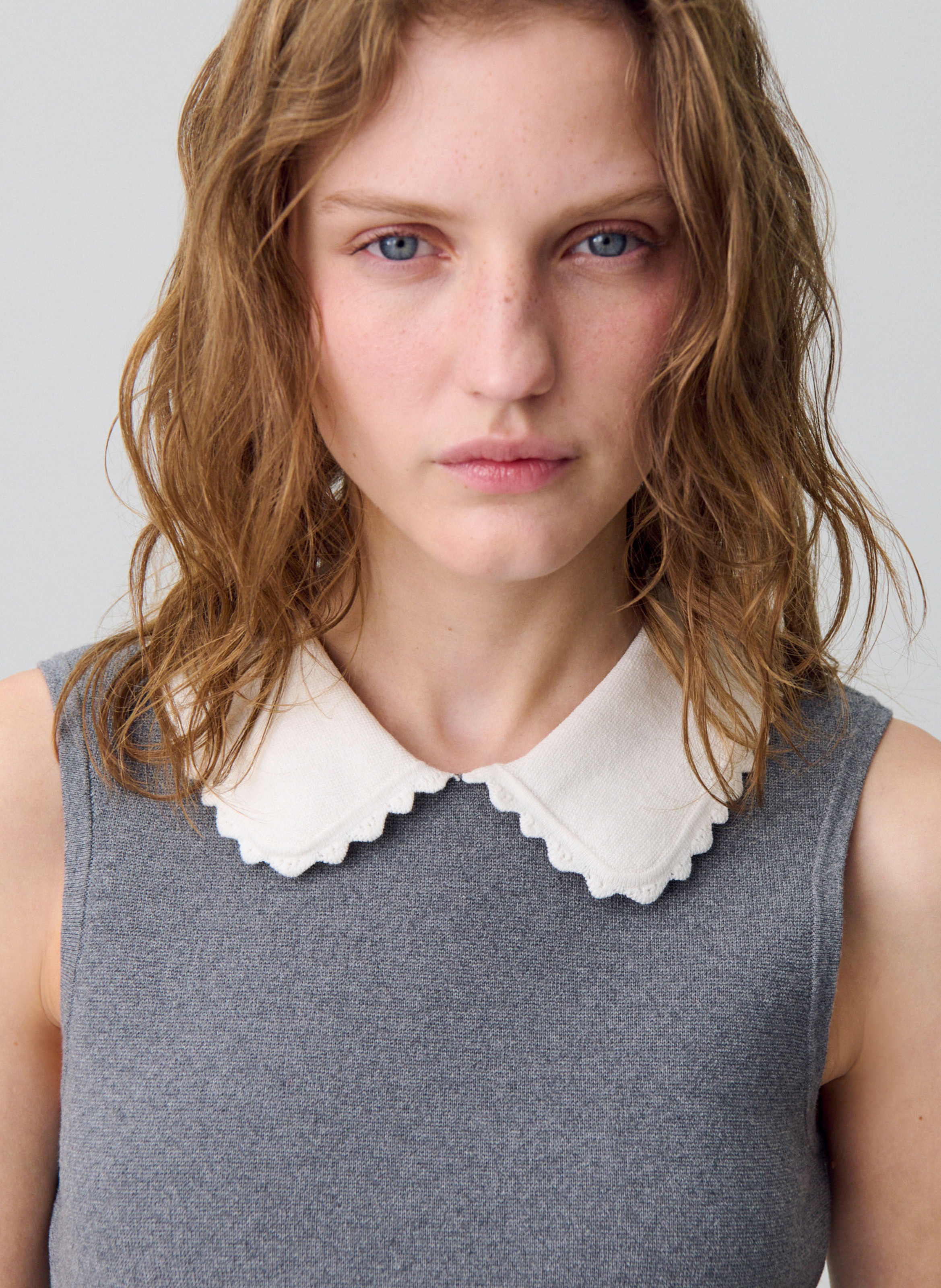 Robe midi col polo en coton mélangé CLAUDIE PIERLOT Gris