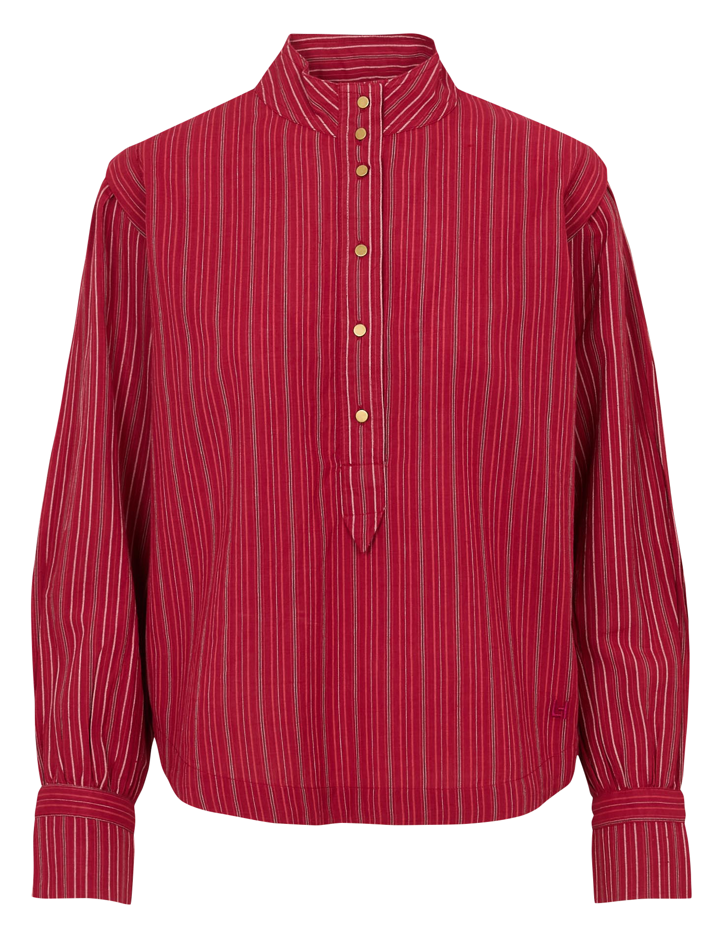 Chemise col rond à rayures LEON & HARPER Rouge