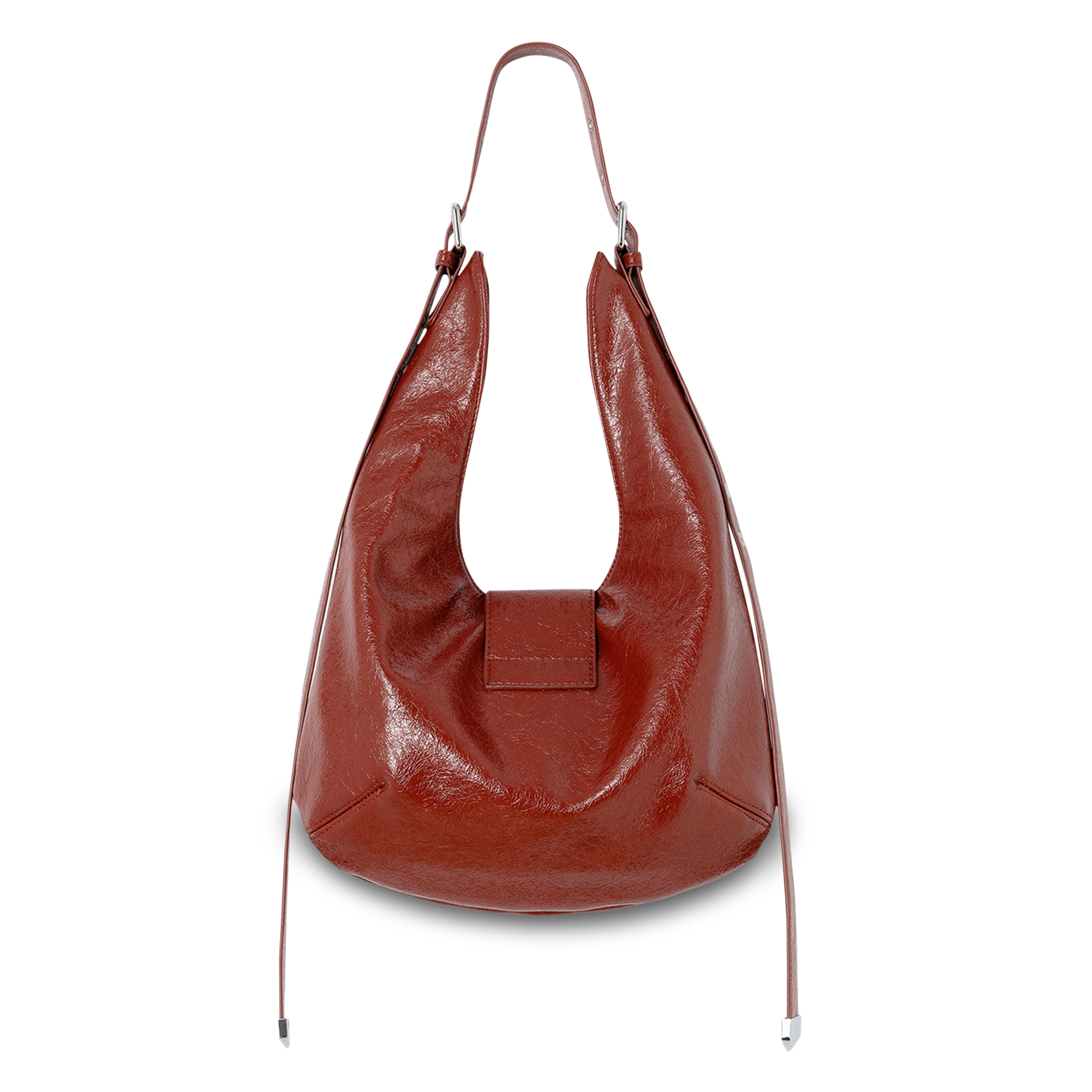 Soft half-moon bag with distressed leather effect LAAGAM Red
