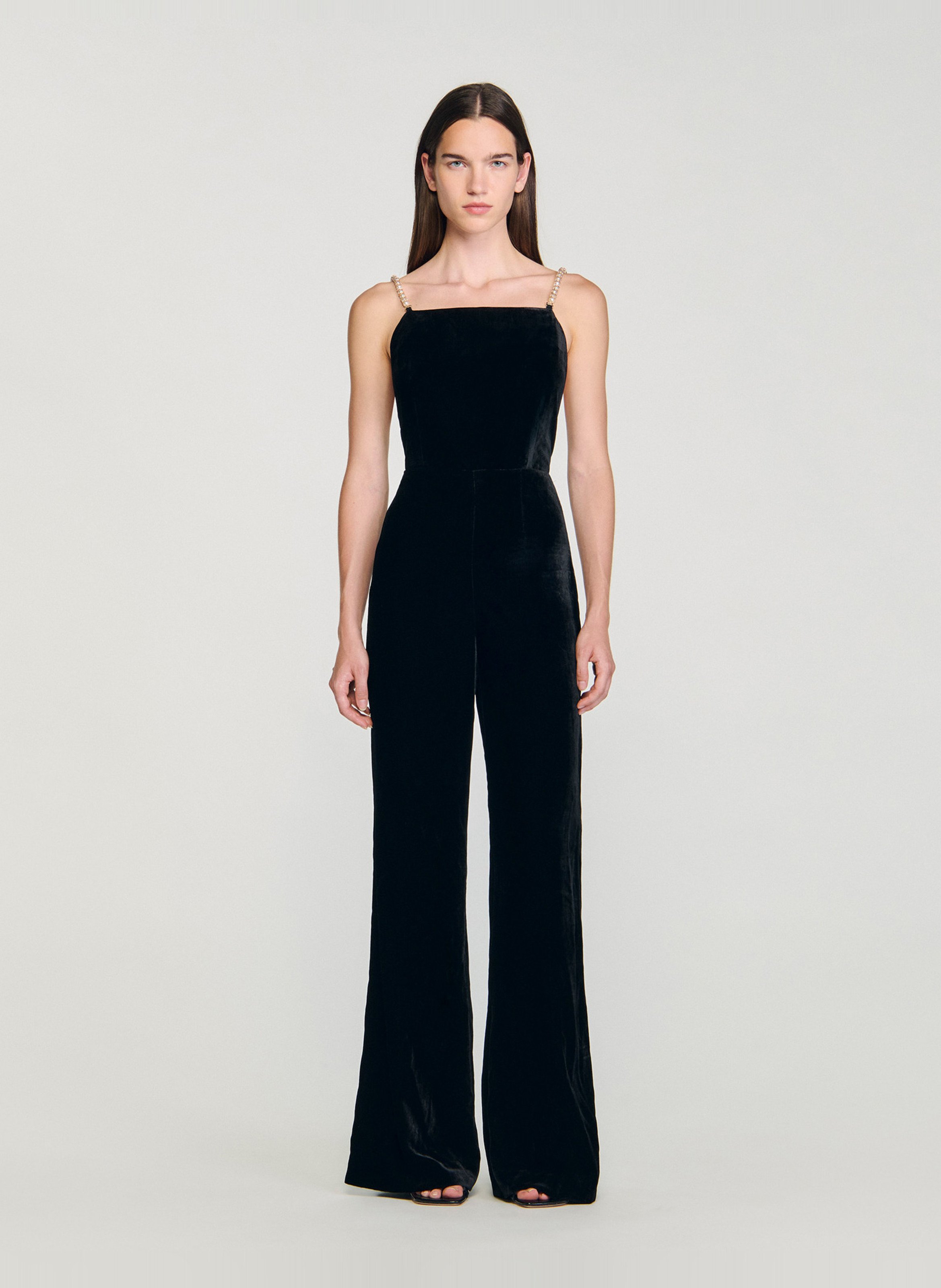 Combinaison col carré effet velours SANDRO Noir