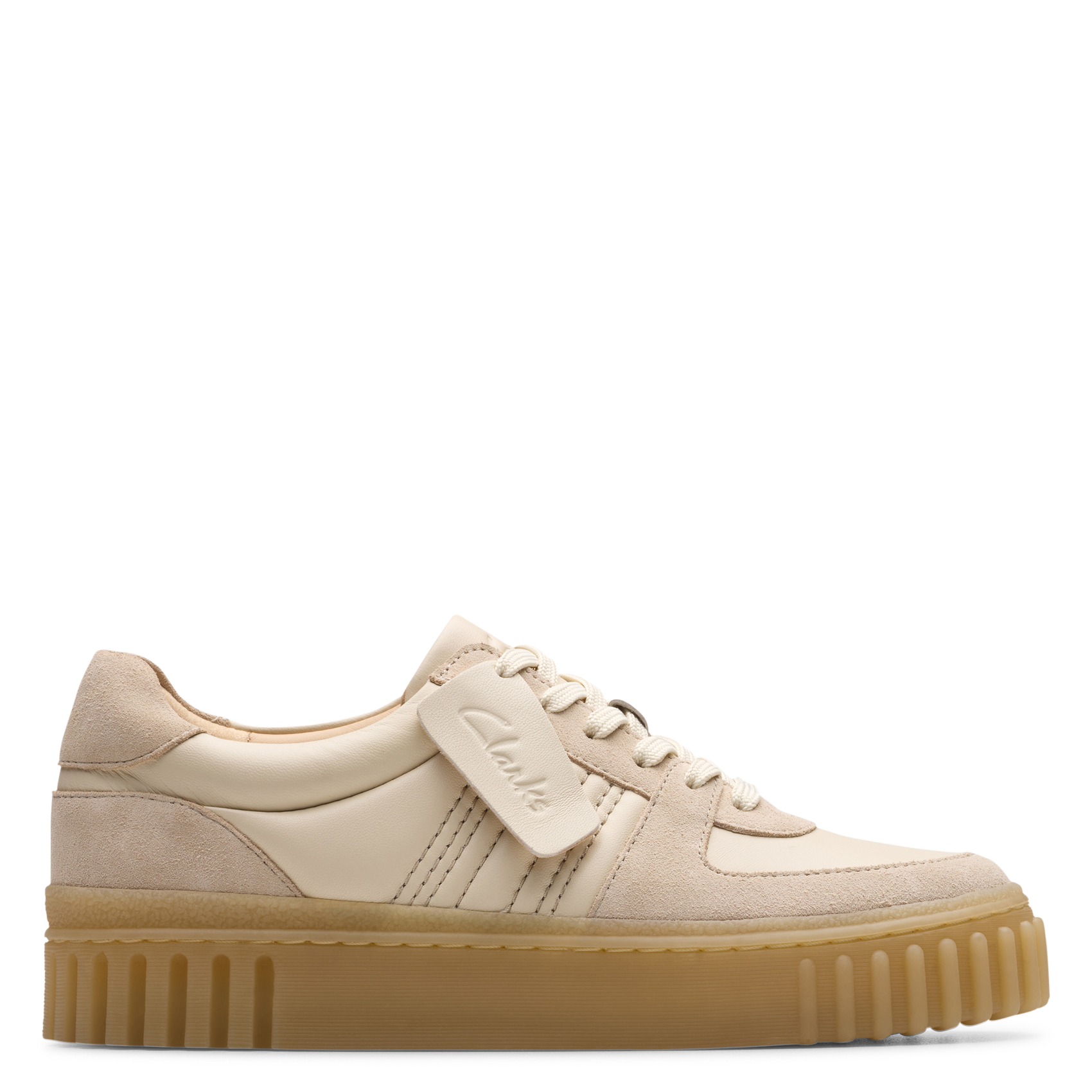 Baskets basses à lacets en cuir CLARKS Beige