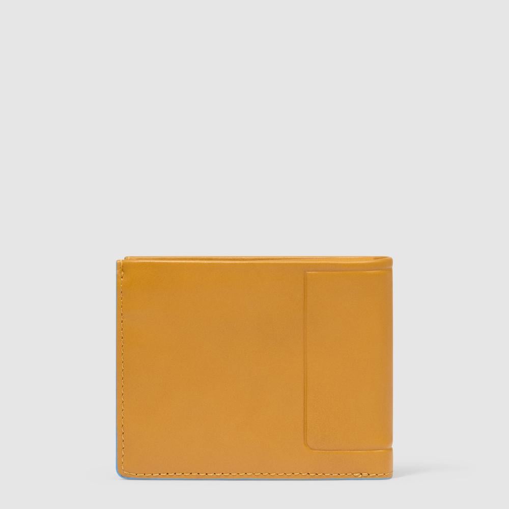Men's leather wallet with ID card holder, coin pocket, credit card slots, and RFID protection PIQUADRO Yellow