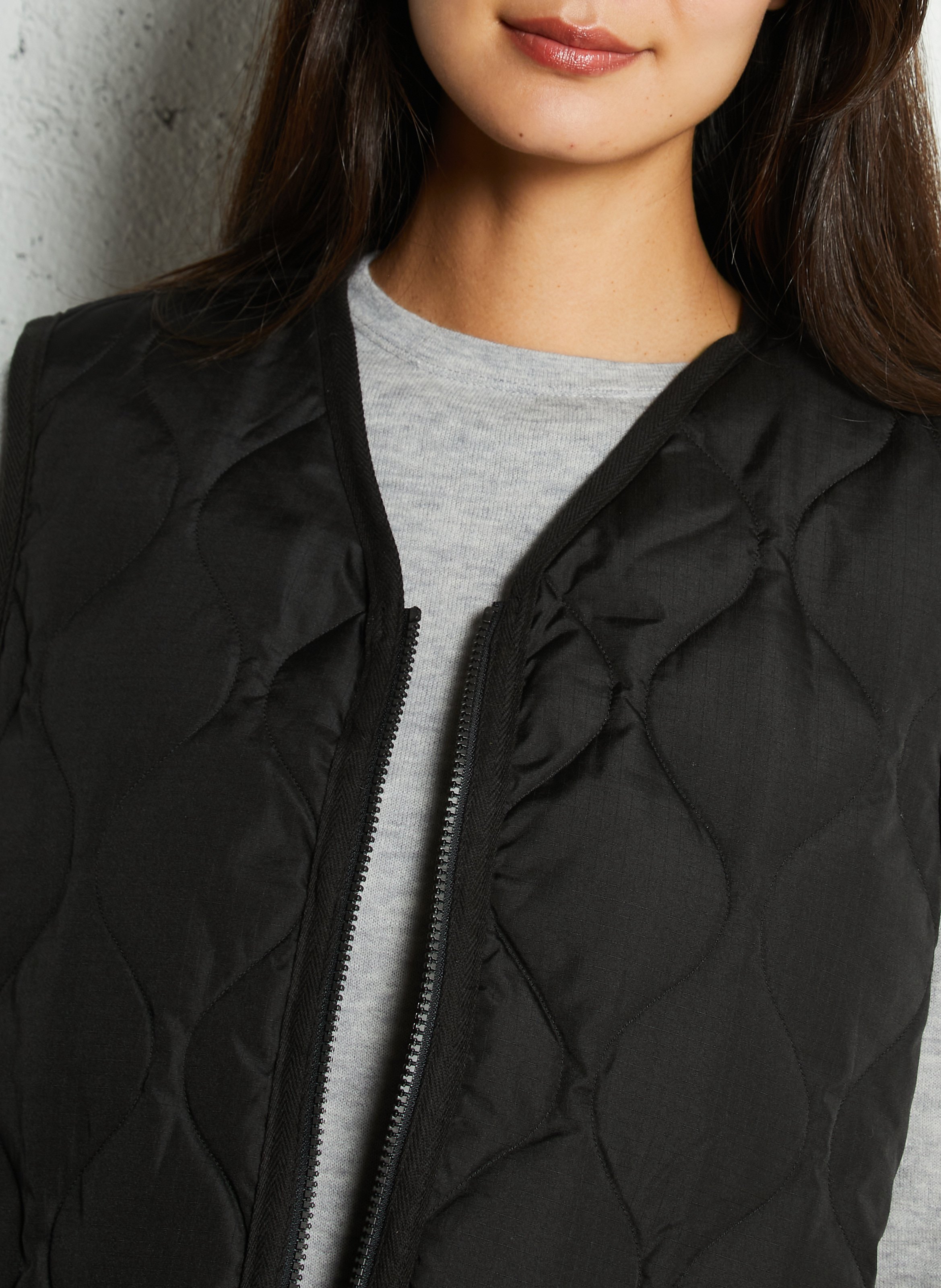 Veste sans manches col V matelassée  TAION Noir