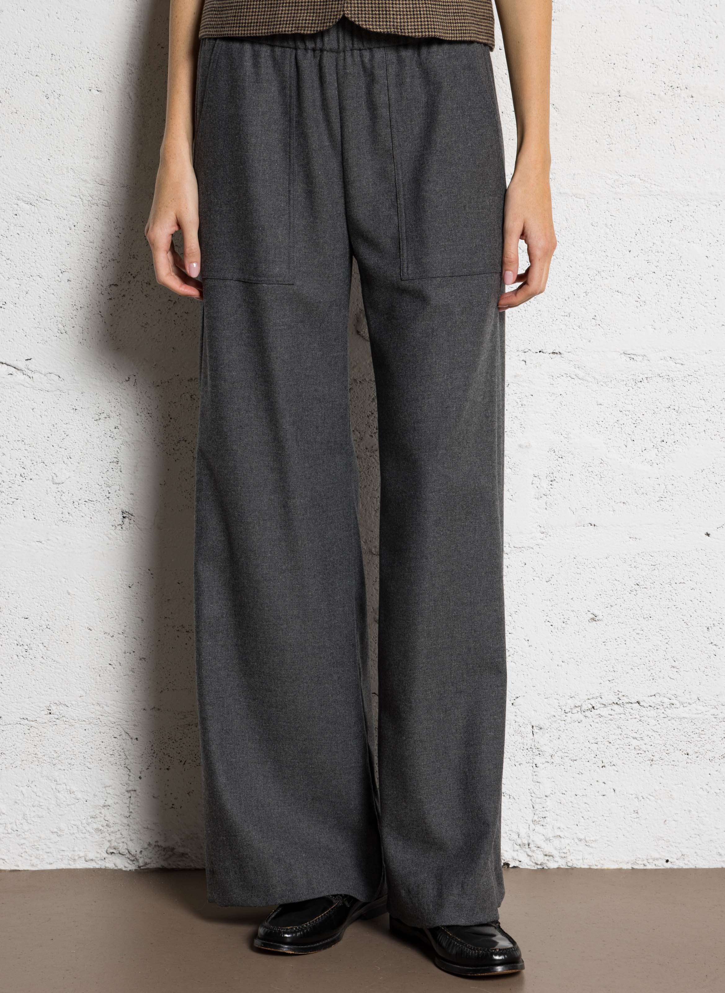 Declic wool-blend loose-fit trousers DIEGA Grey