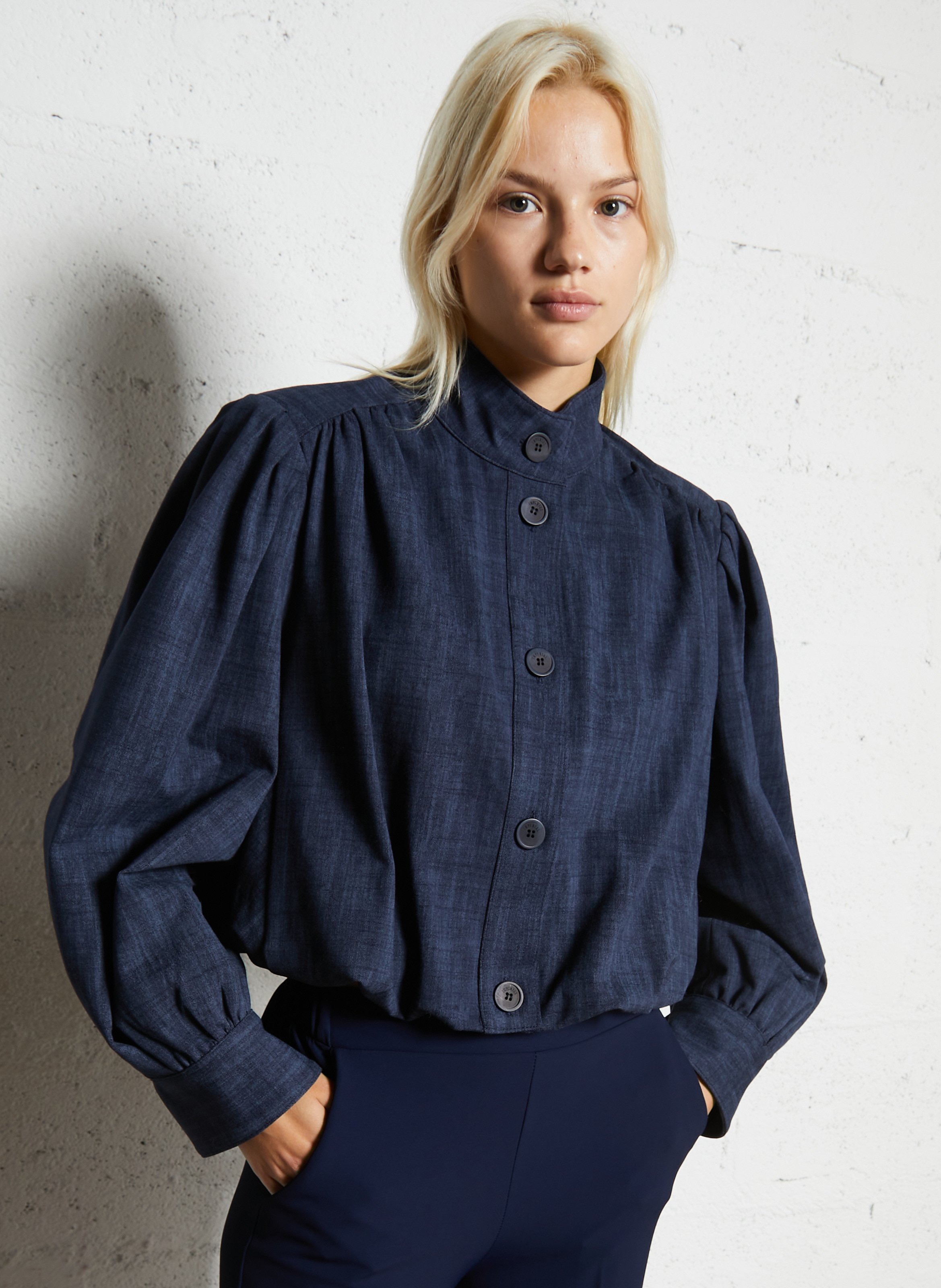 Veste courte bouffante col montant IMPERIAL Bleu