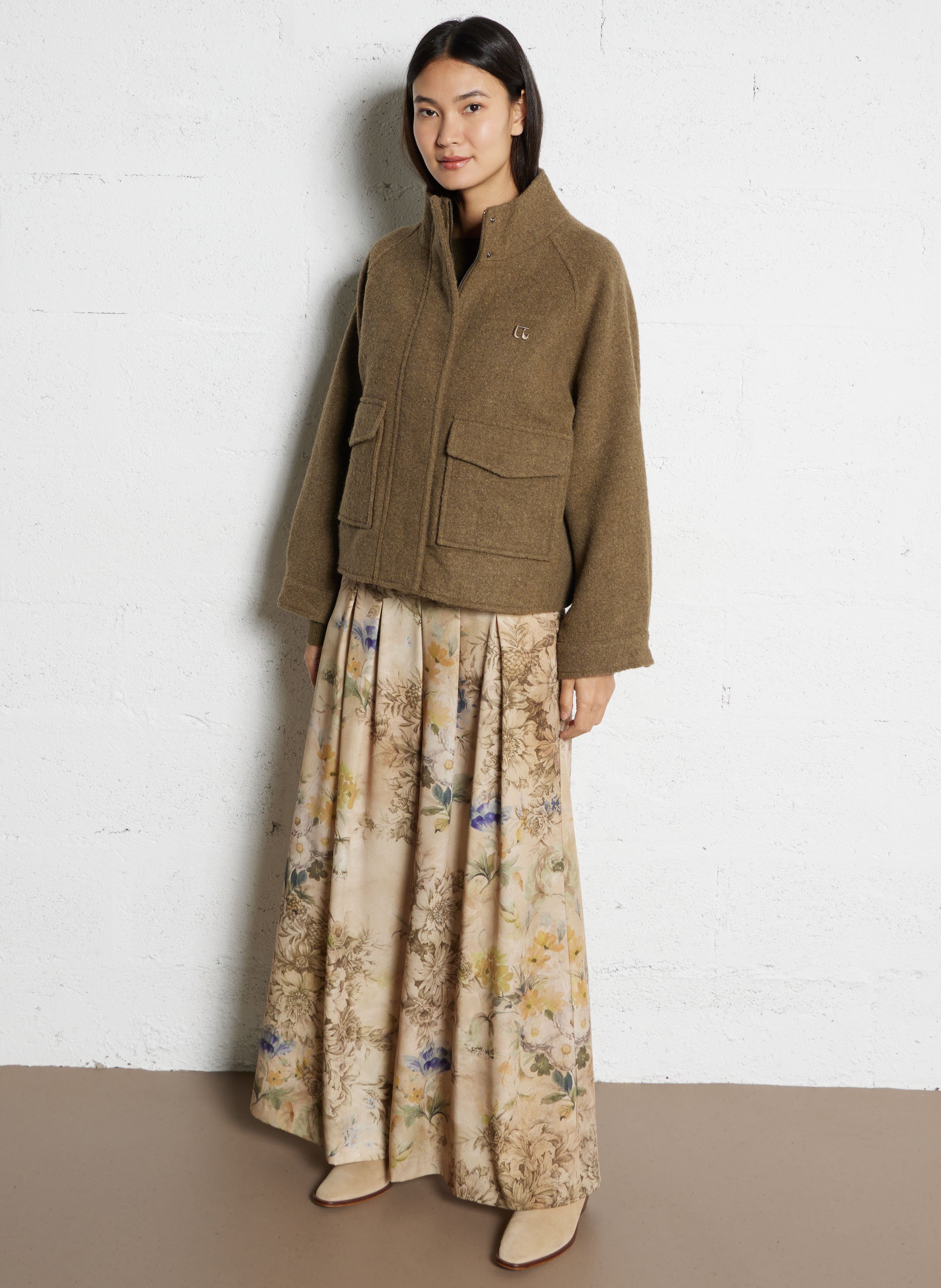 Veste droite unie col montant LE TEMPS DES CERISES Blanc