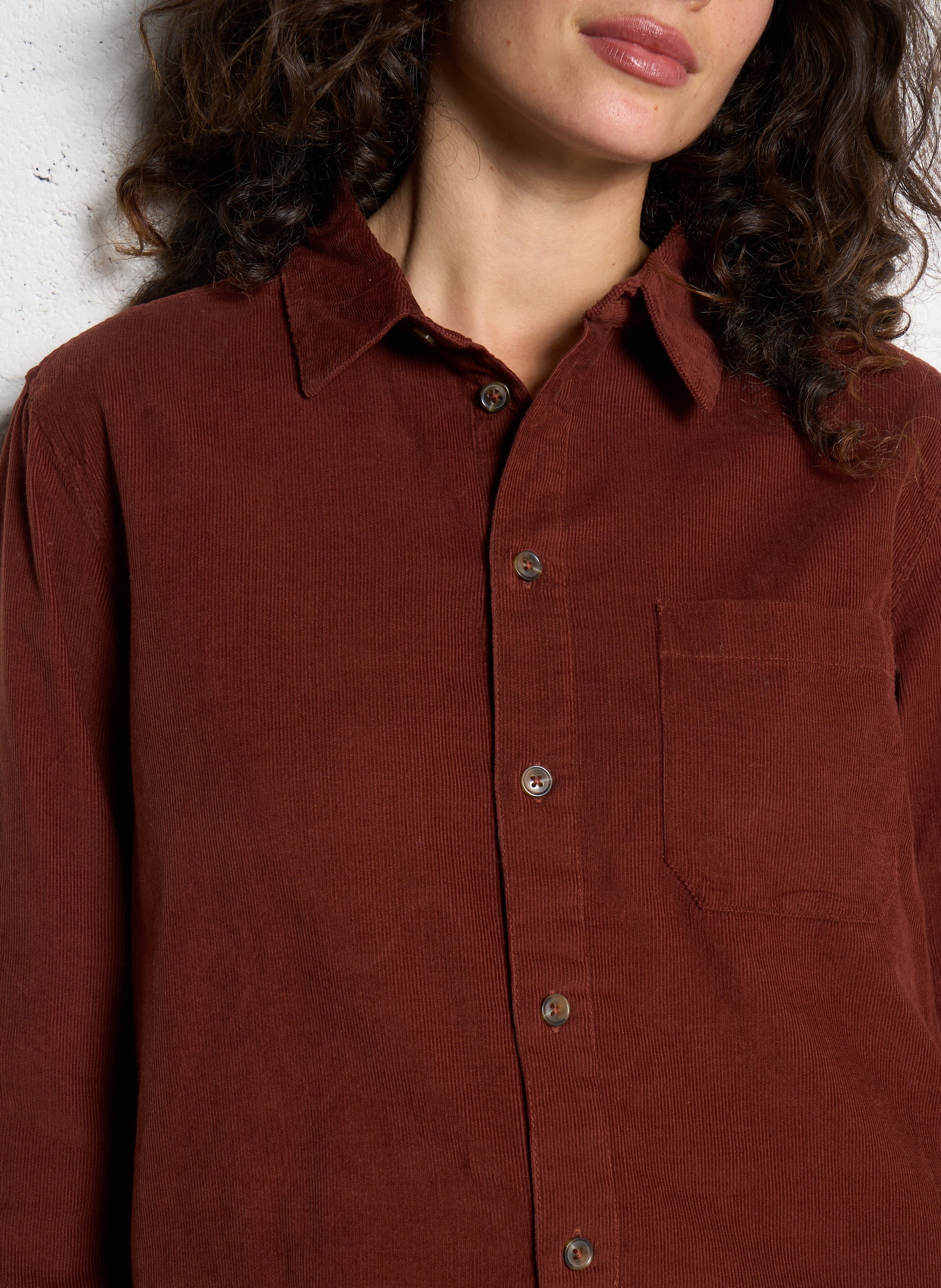 Straight-fit overhemd van corduroy MAISON 123 Rood