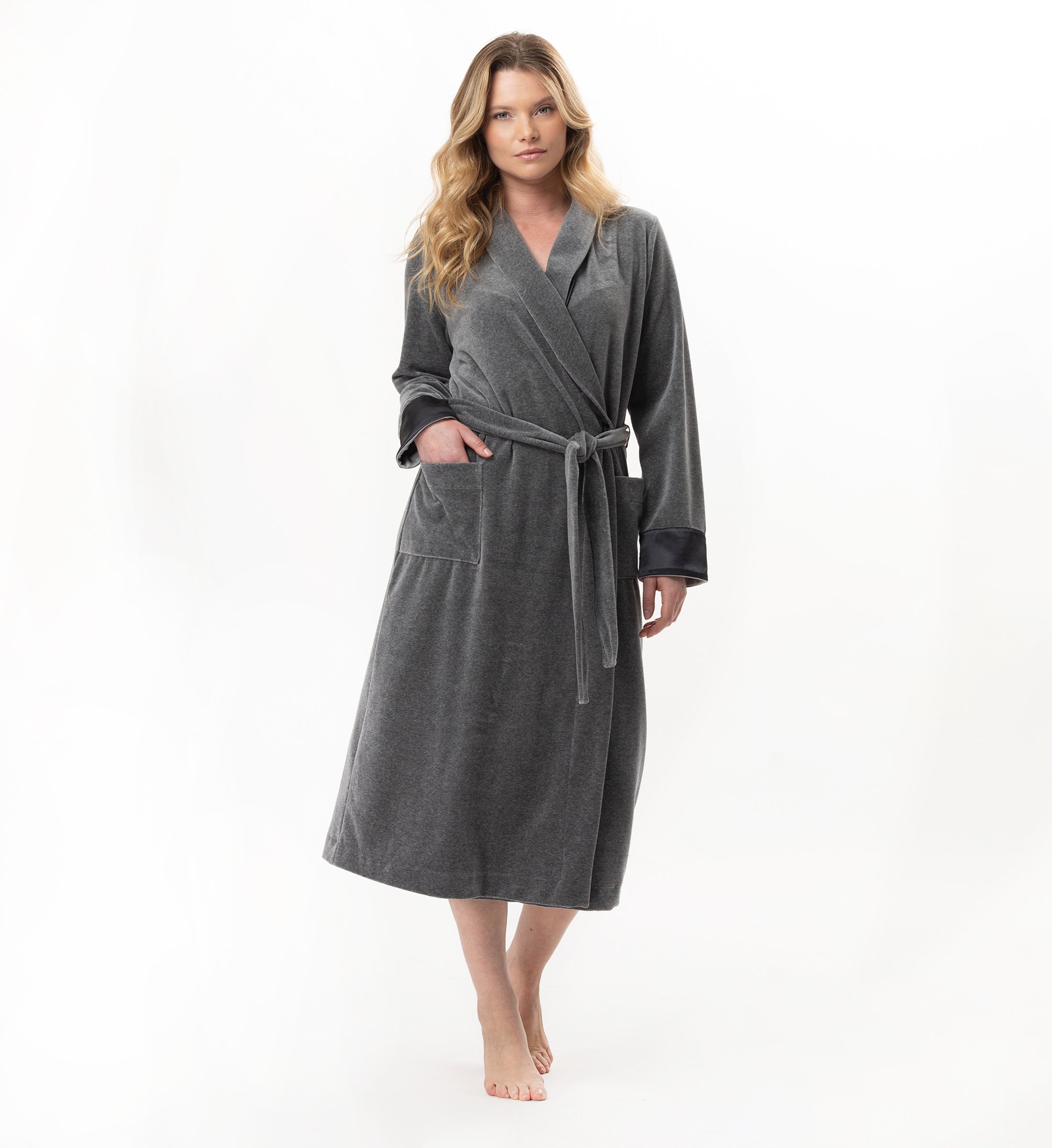 Crossed velvet dressing gown LE CHAT Grey