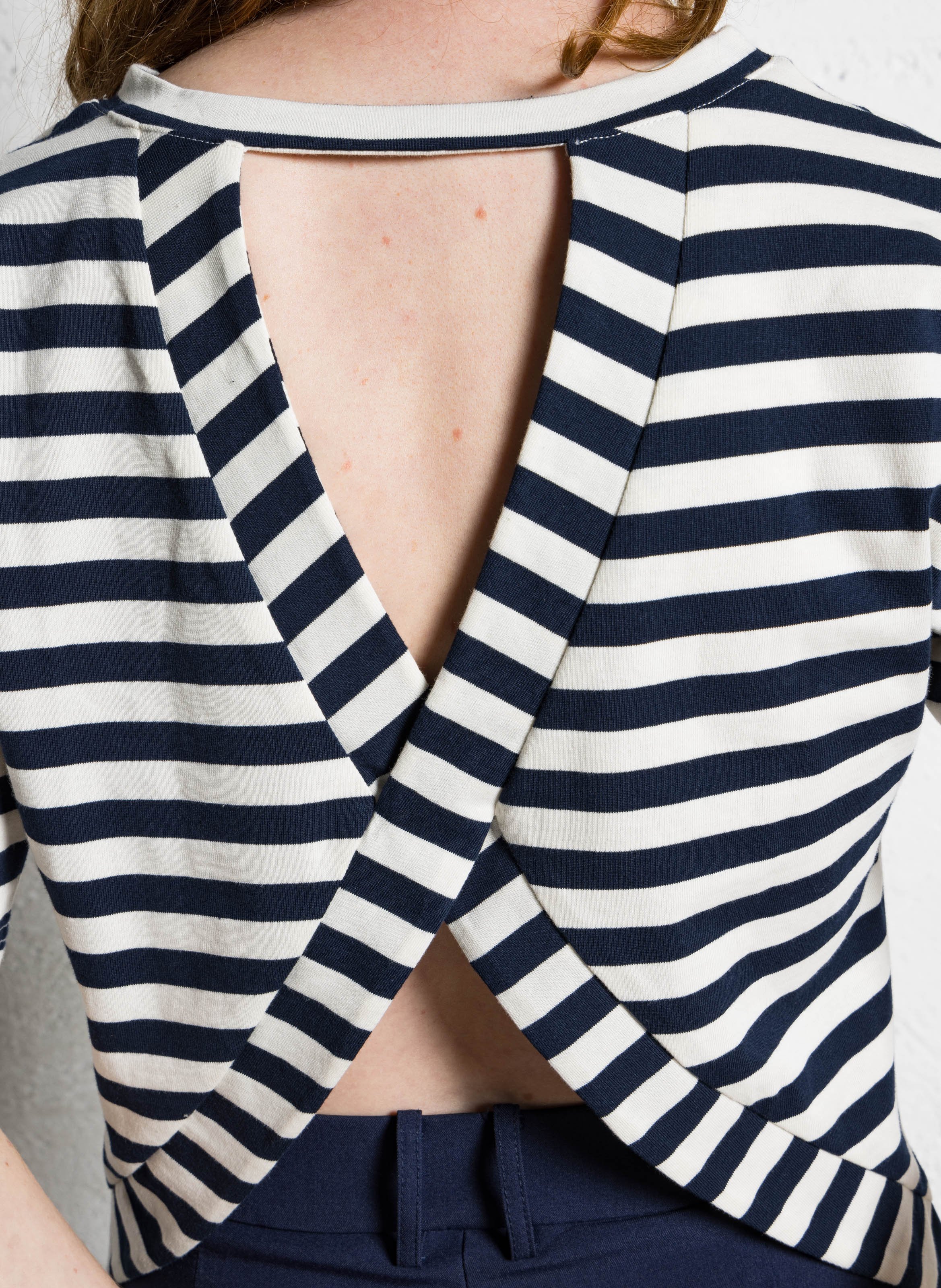 Gestreiftes Rundhals-T-Shirt Blau