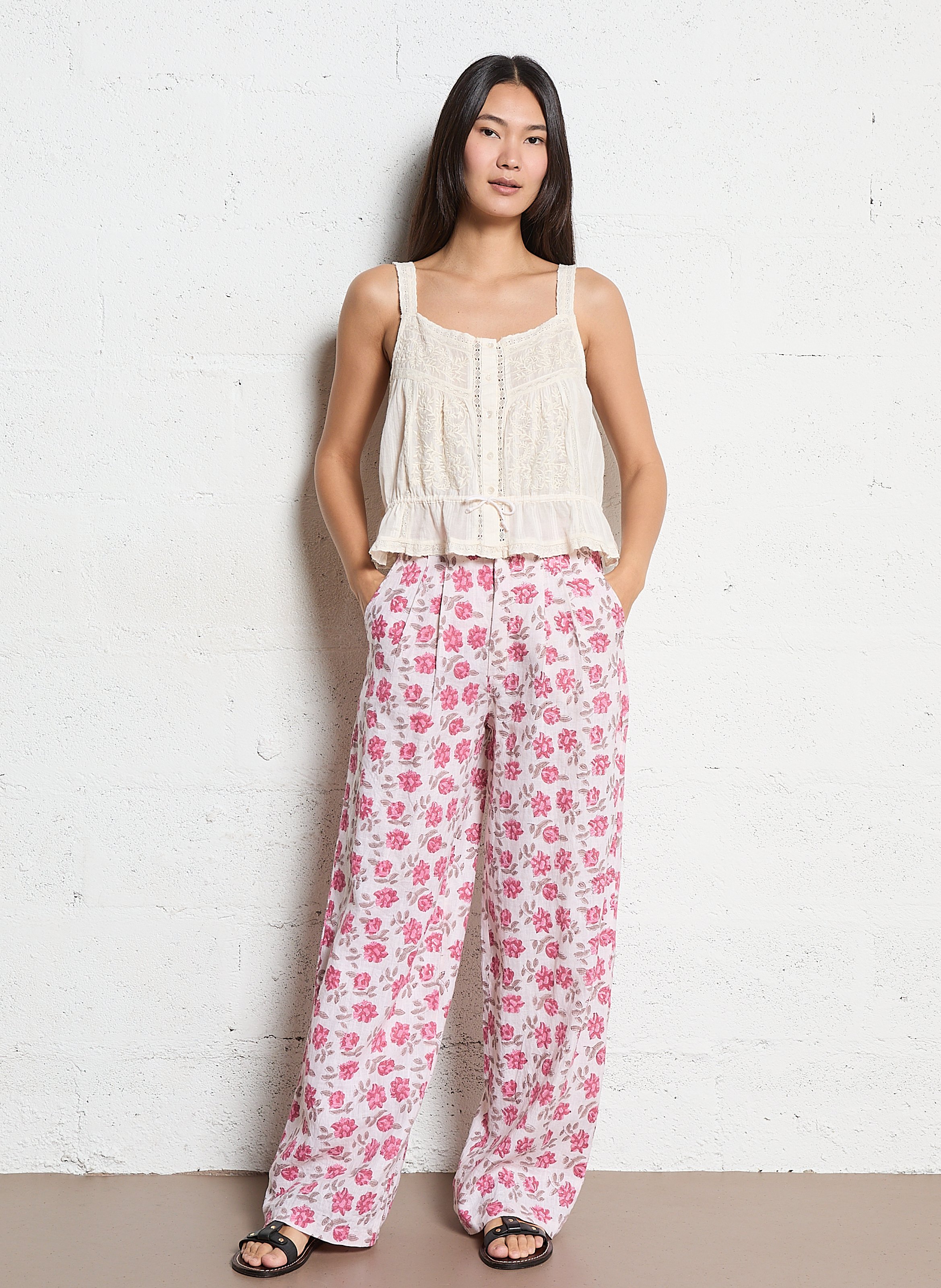 Baumwoll-Top mit eckigem Ausschnitt MAISON HOTEL Weiss